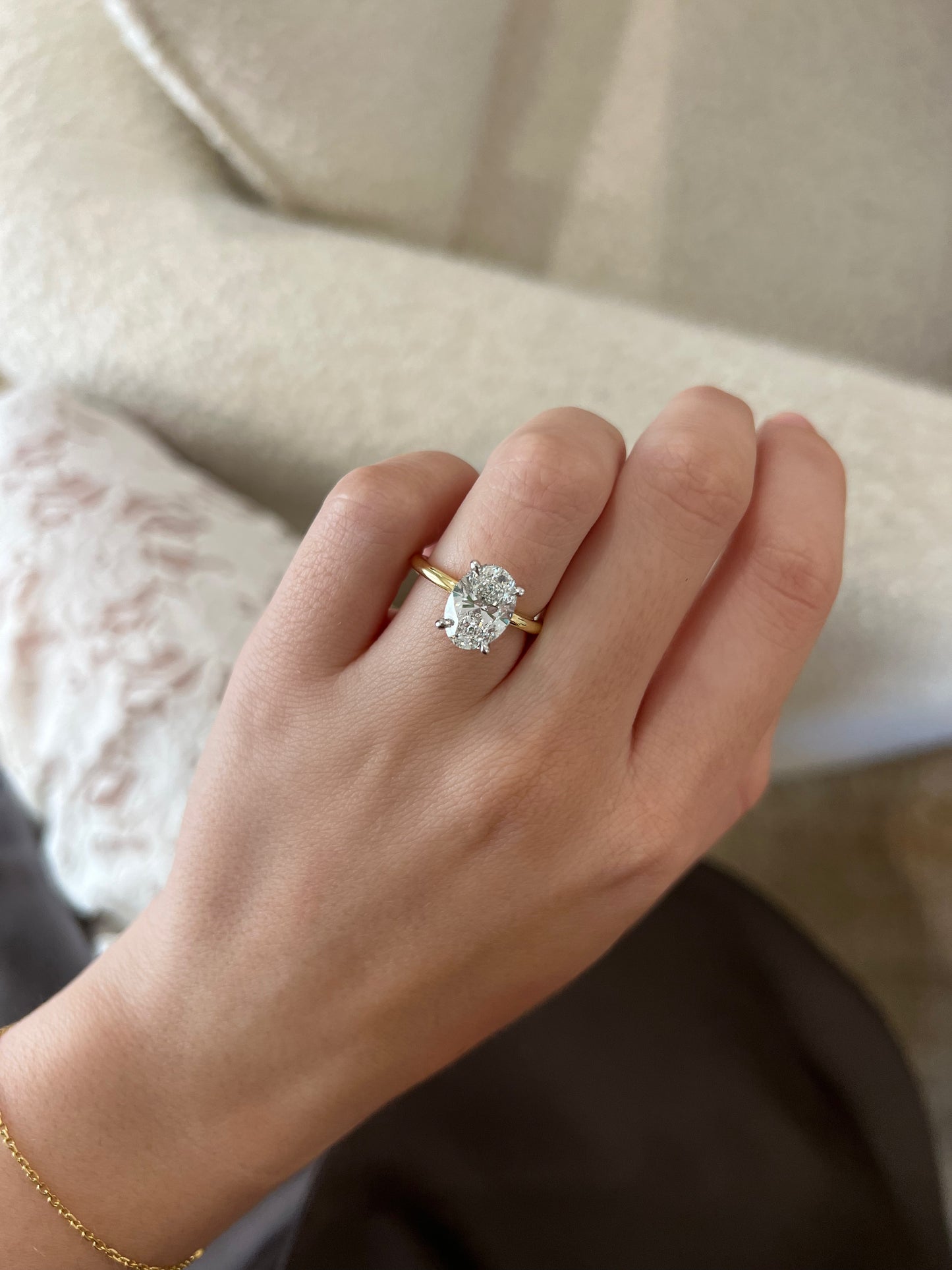 3.00ct Oval Solitaire Engagement Ring w/ Hidden Halo