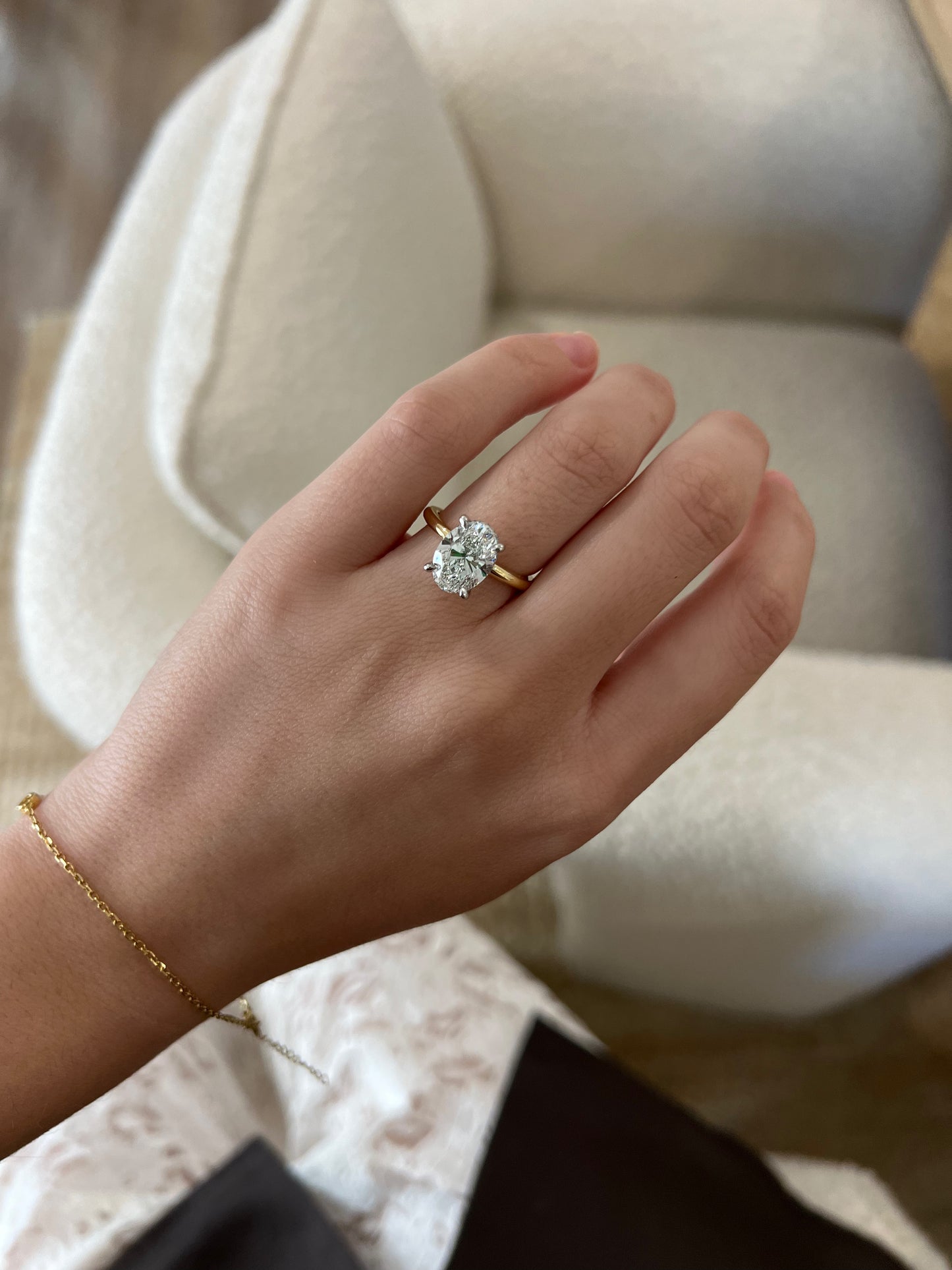 3.00ct Oval Solitaire Engagement Ring w/ Hidden Halo