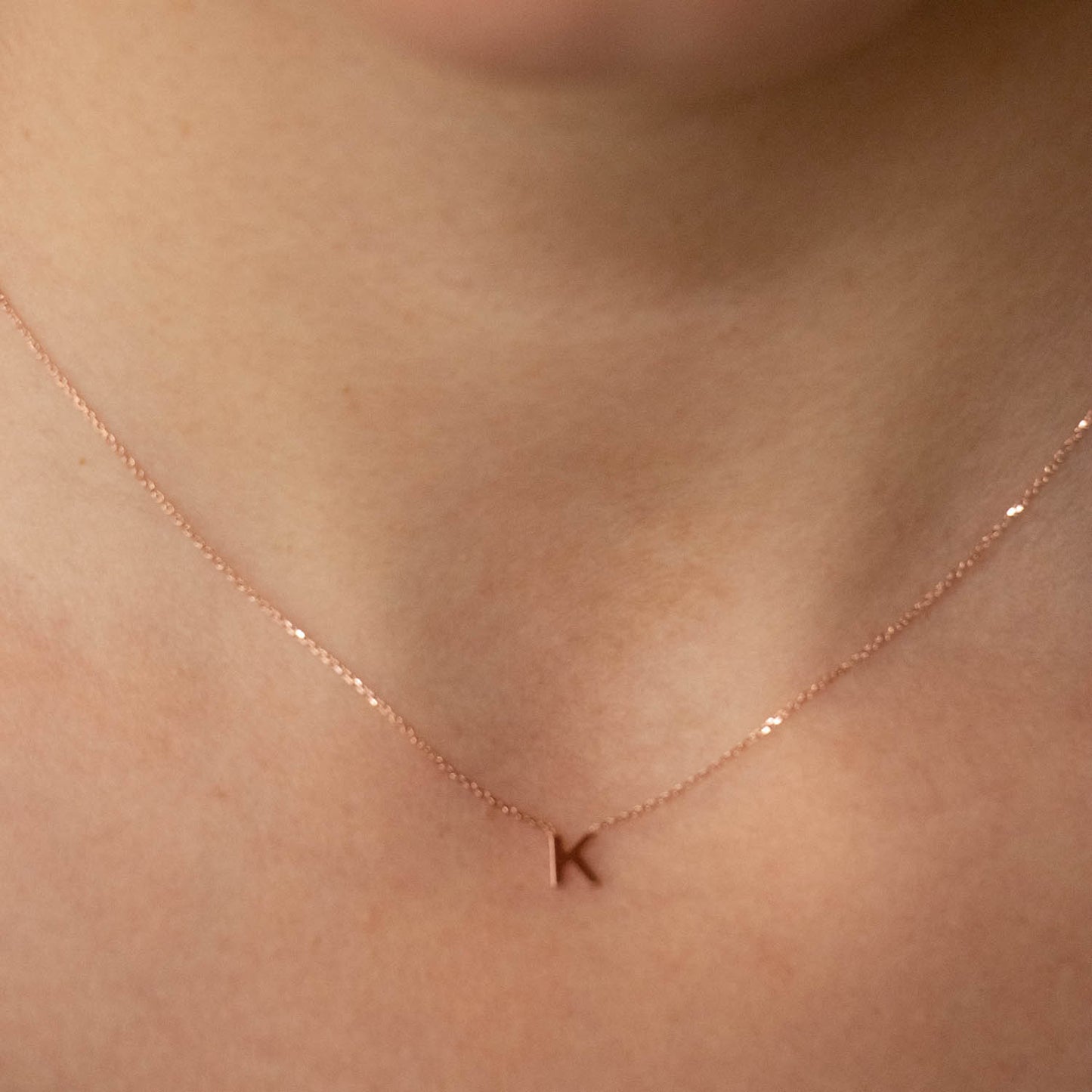 Rose Gold Petite Initial Necklace