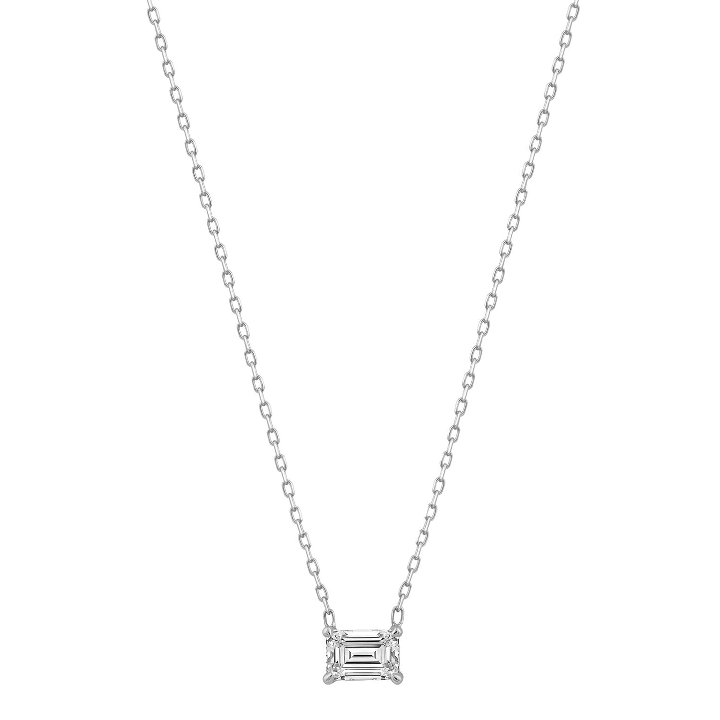 East-West Emerald Diamond Necklace