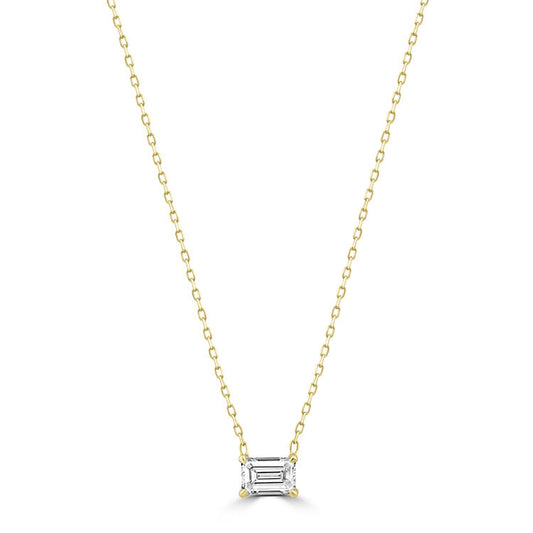 East-West Emerald Diamond Necklace