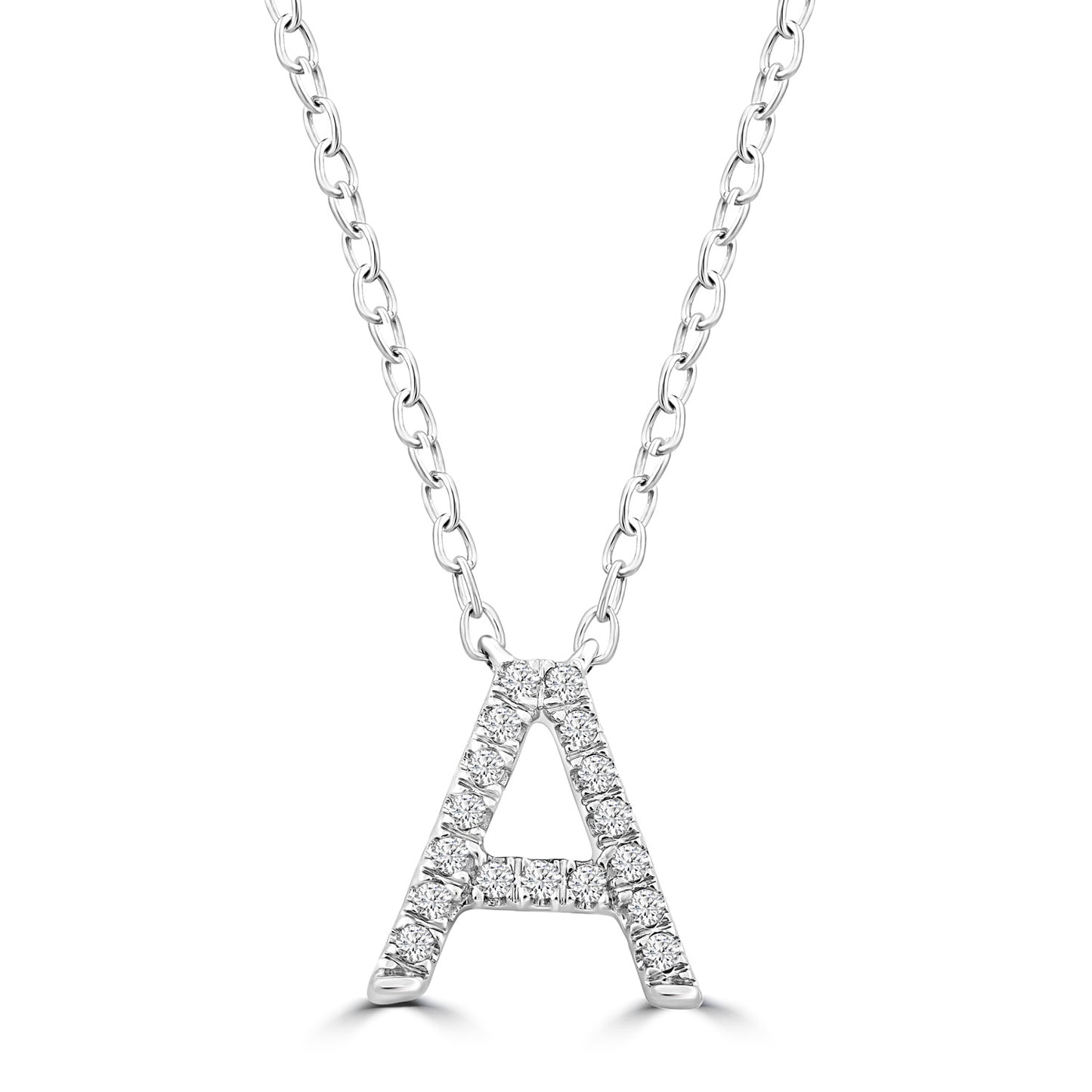 White Gold Petite Diamond Initial Necklace