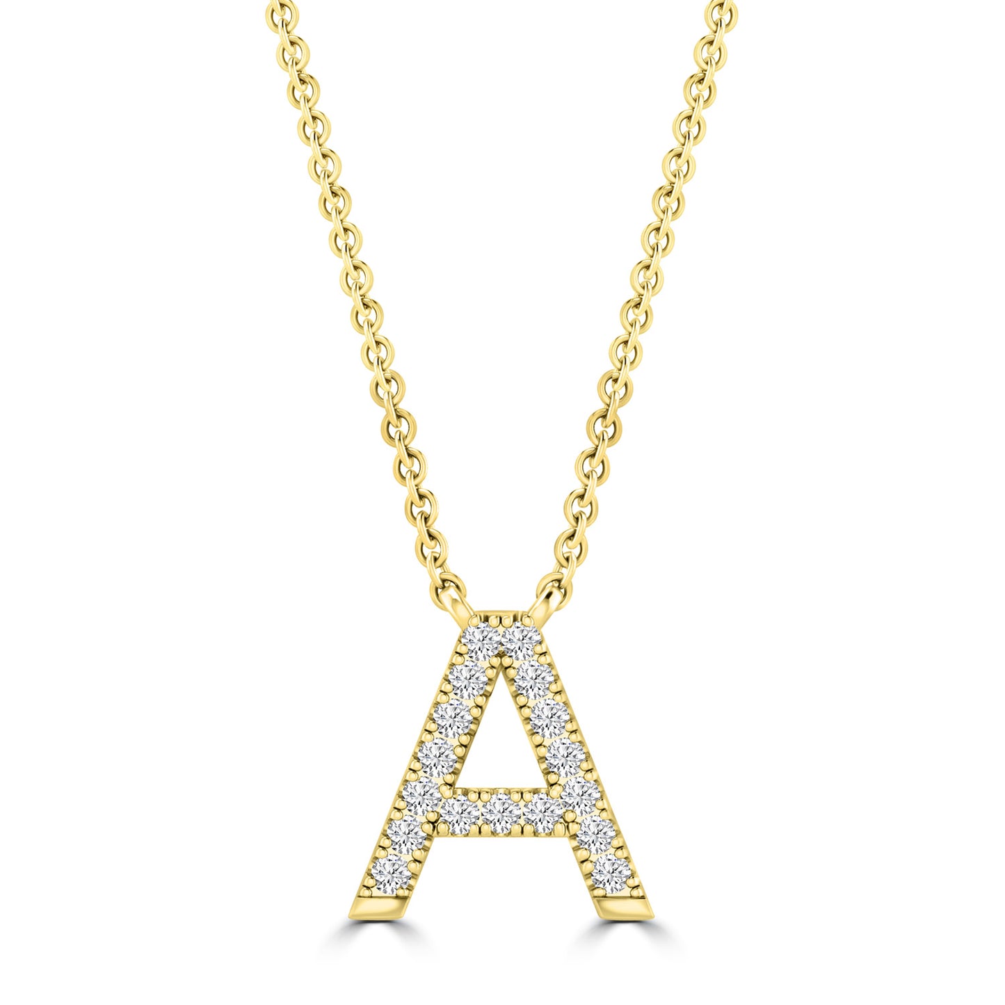 Yellow Gold Petite Diamond Initial Necklace