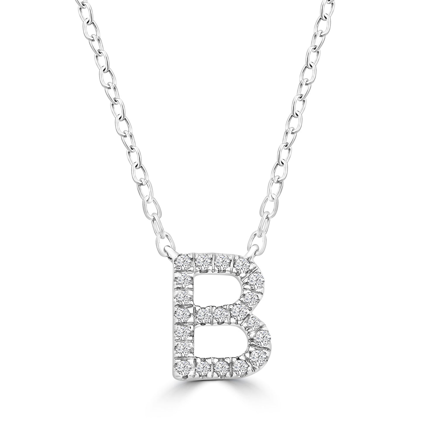 White Gold Petite Diamond Initial Necklace