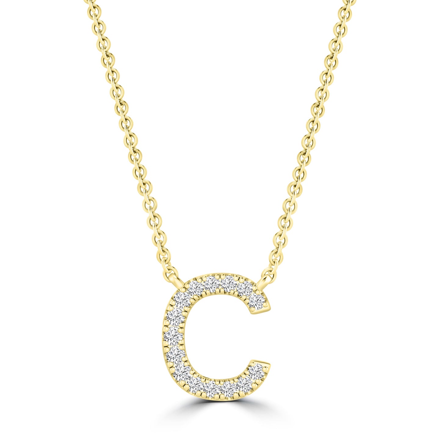 Yellow Gold Petite Diamond Initial Necklace