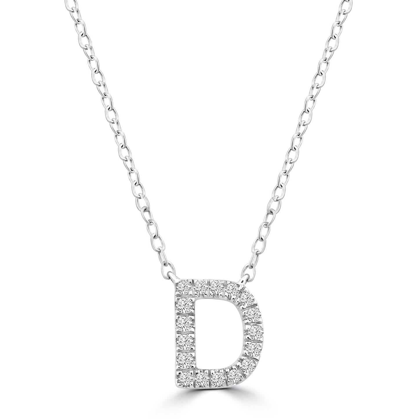 White Gold Petite Diamond Initial Necklace