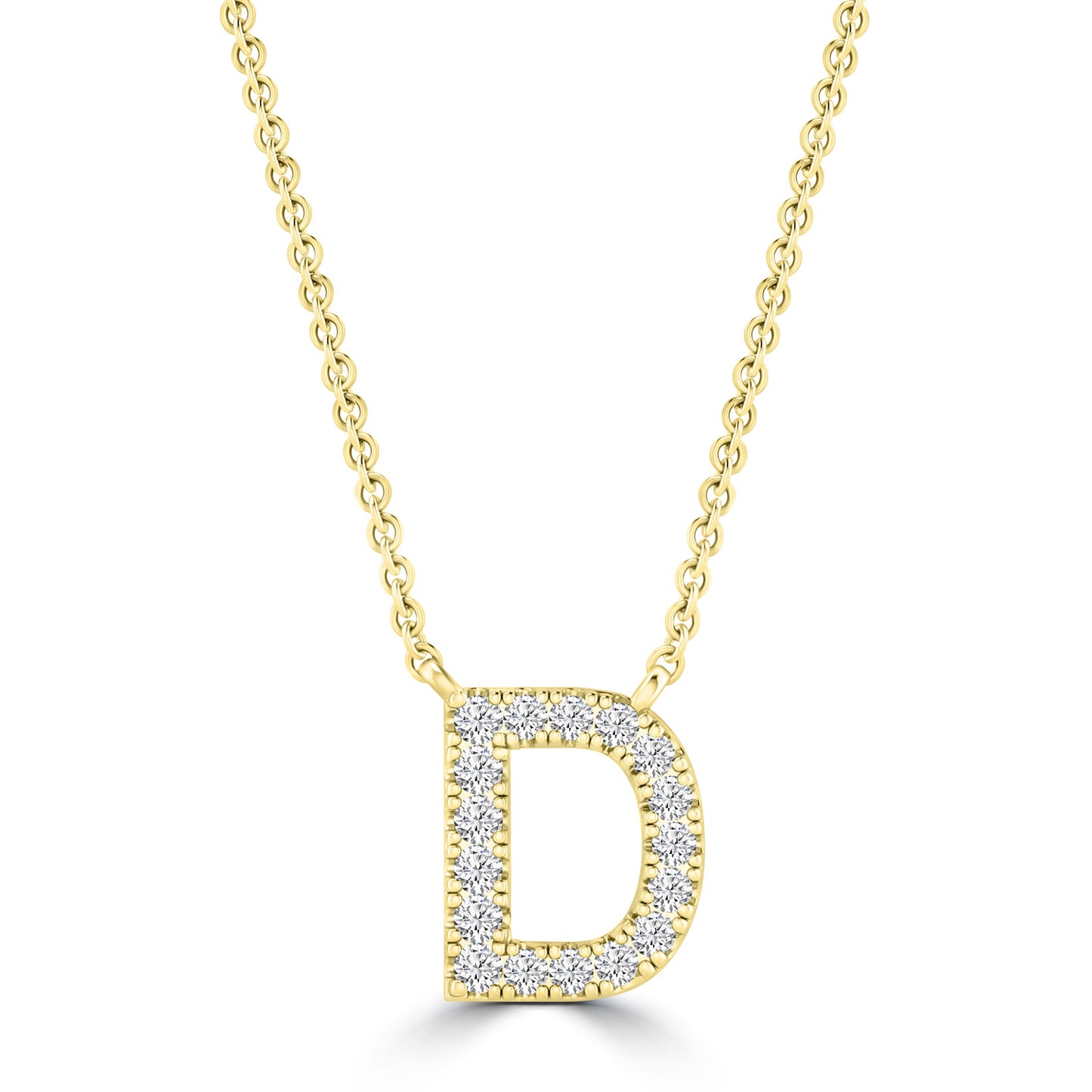 Yellow Gold Petite Diamond Initial Necklace