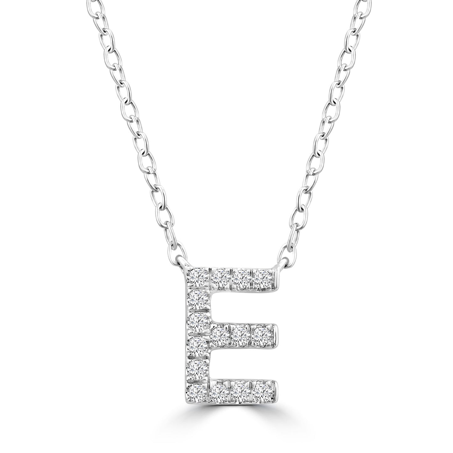 White Gold Petite Diamond Initial Necklace