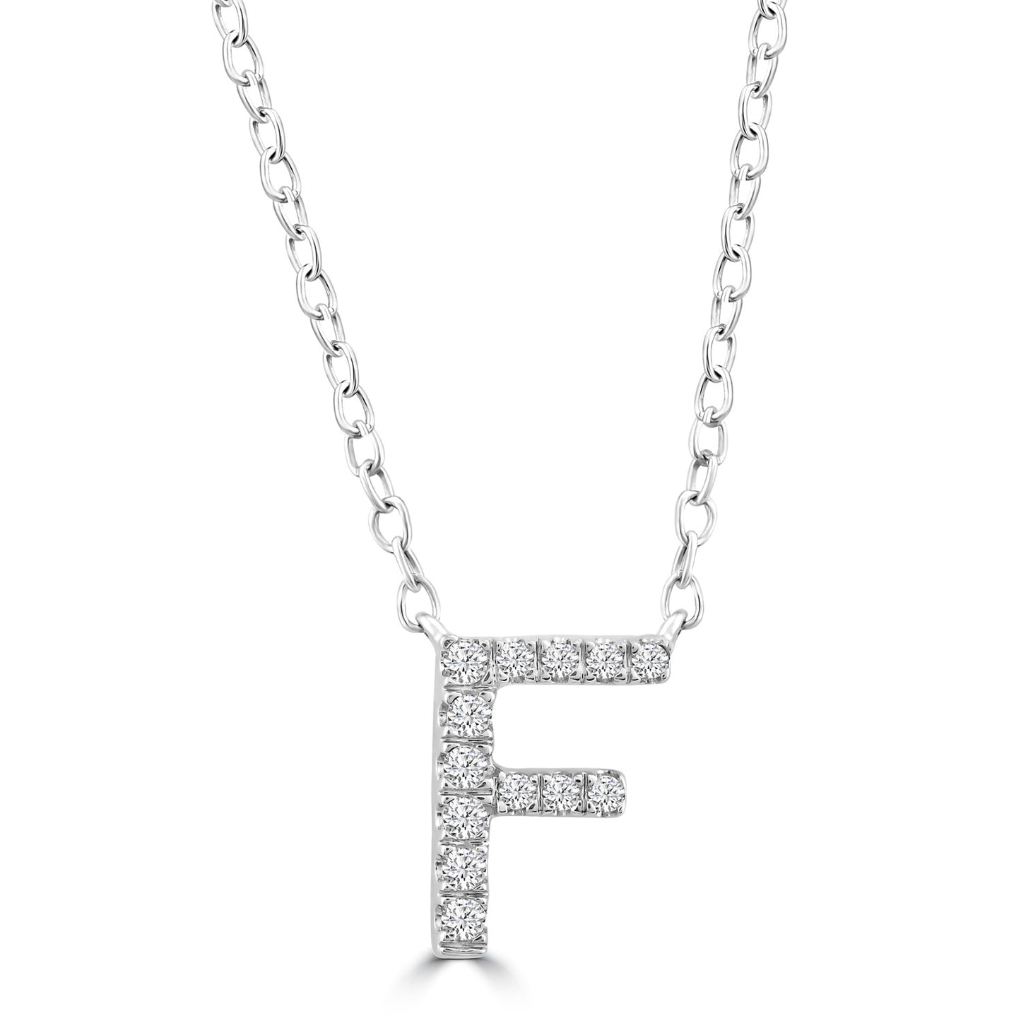 White Gold Petite Diamond Initial Necklace