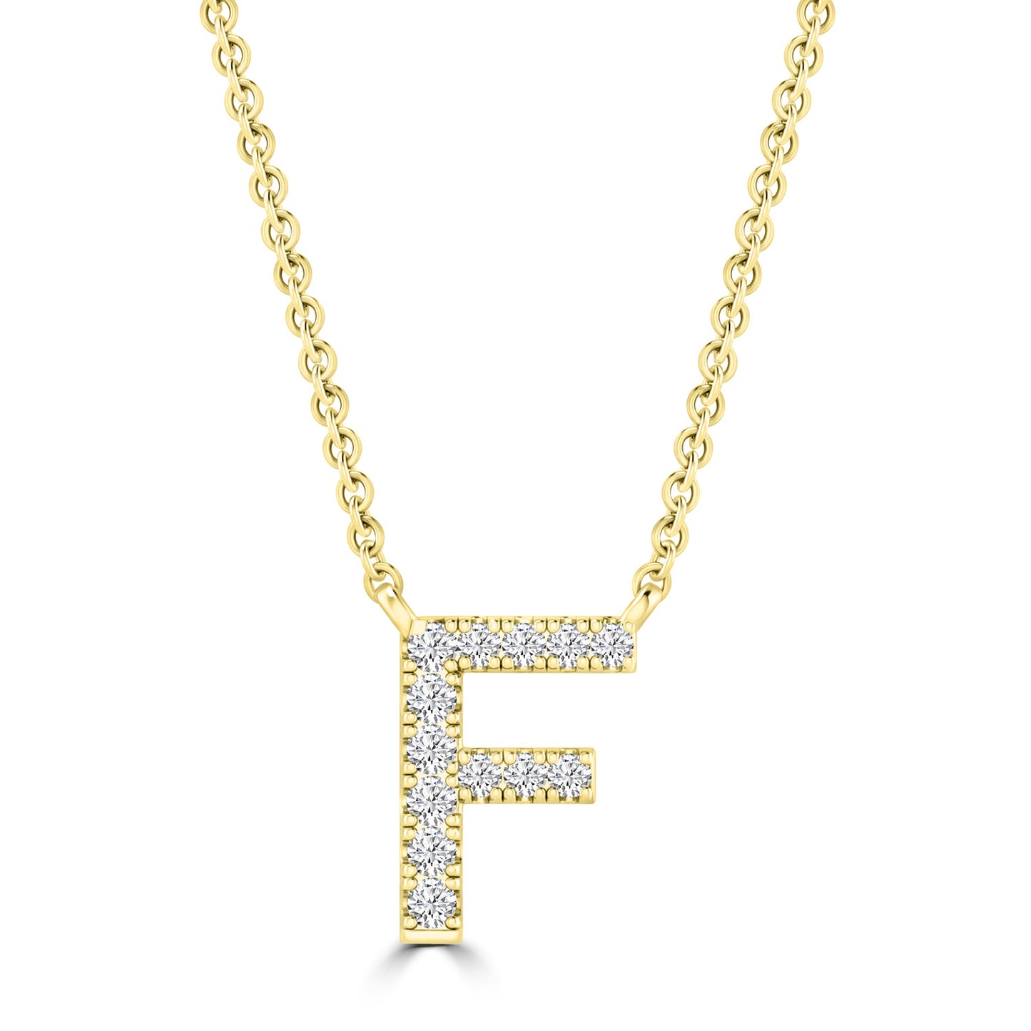 Yellow Gold Petite Diamond Initial Necklace