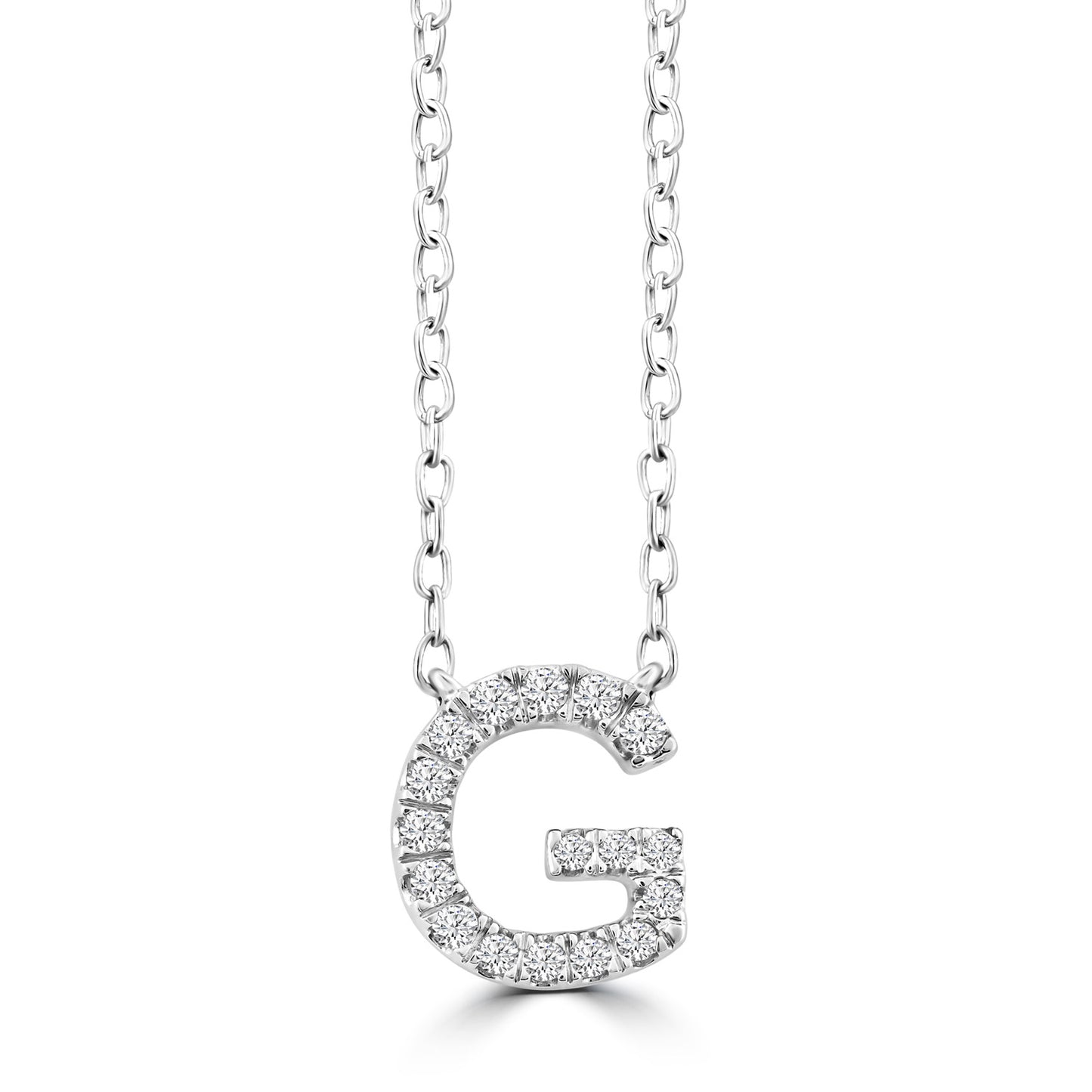 White Gold Petite Diamond Initial Necklace