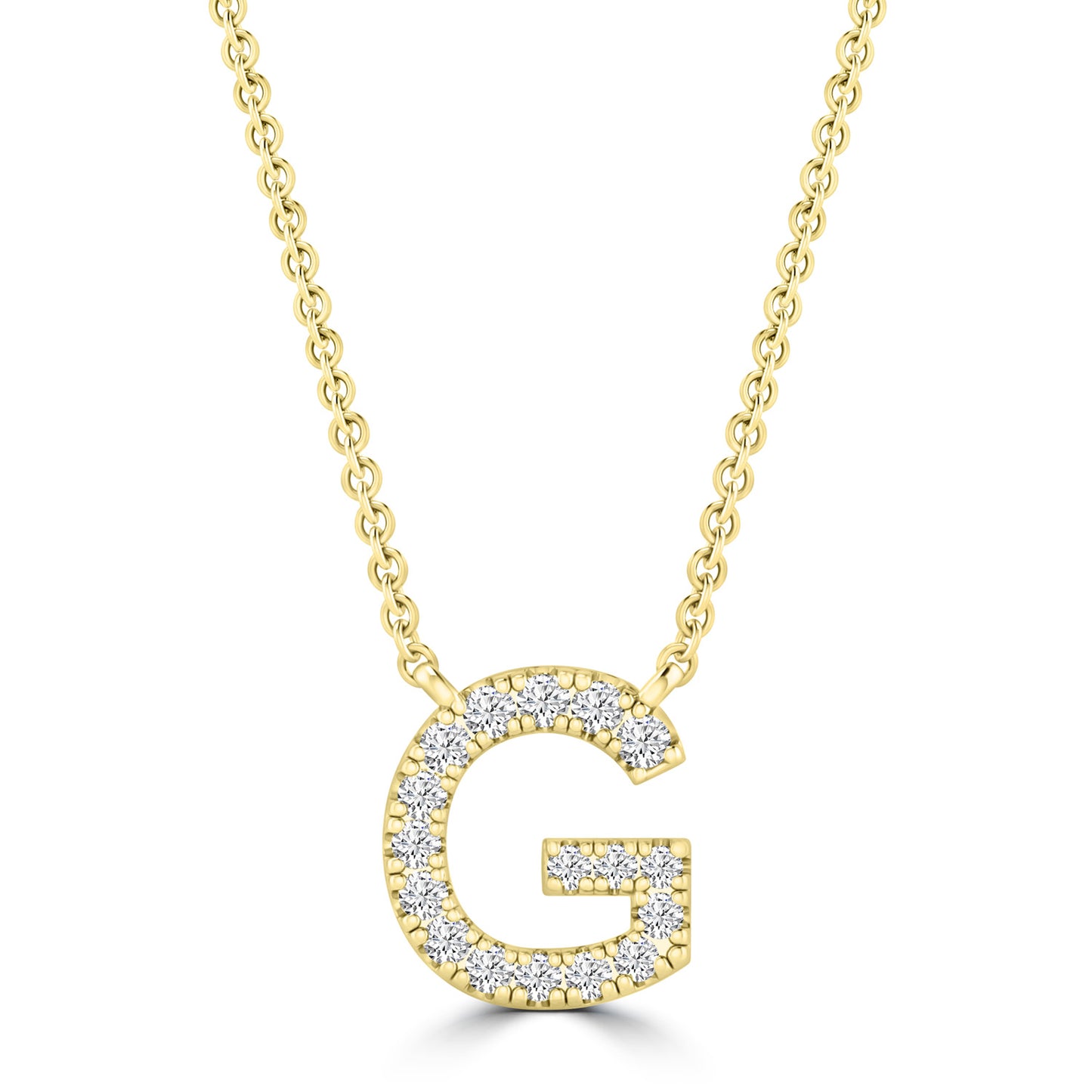 Yellow Gold Petite Diamond Initial Necklace