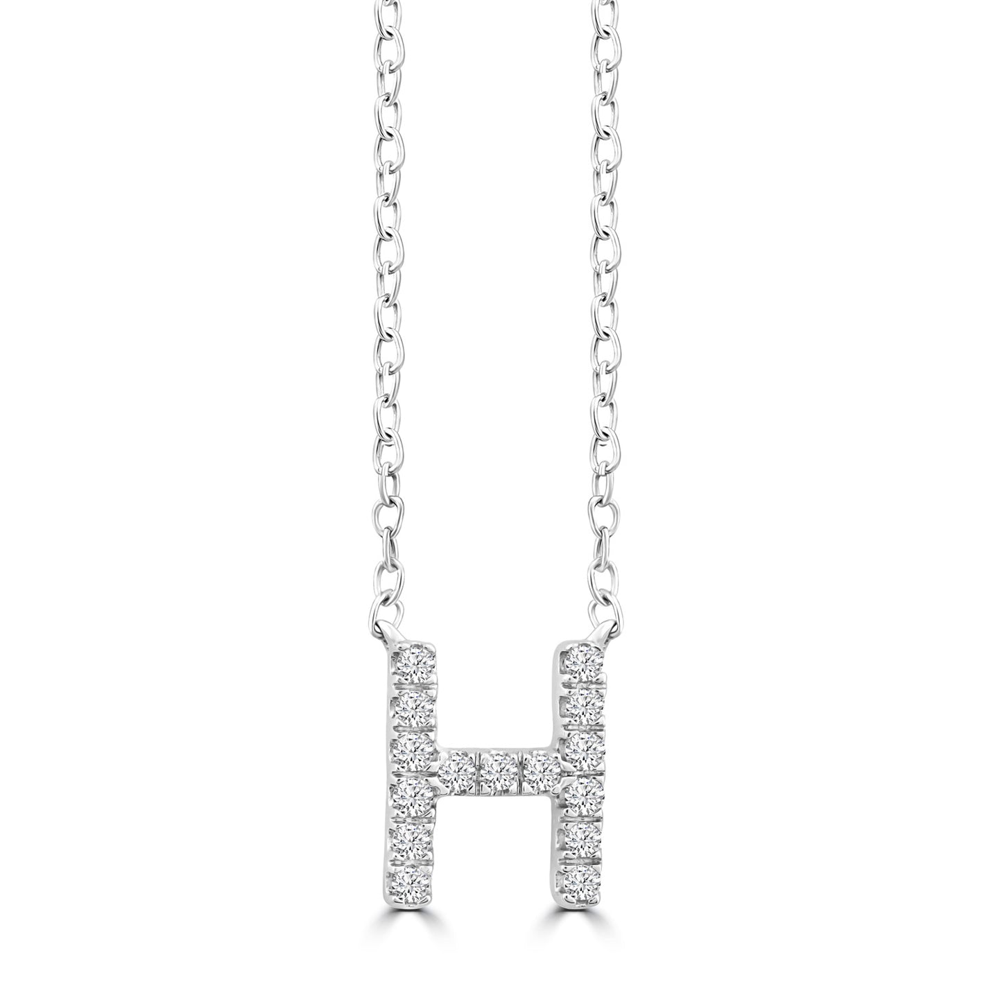 White Gold Petite Diamond Initial Necklace