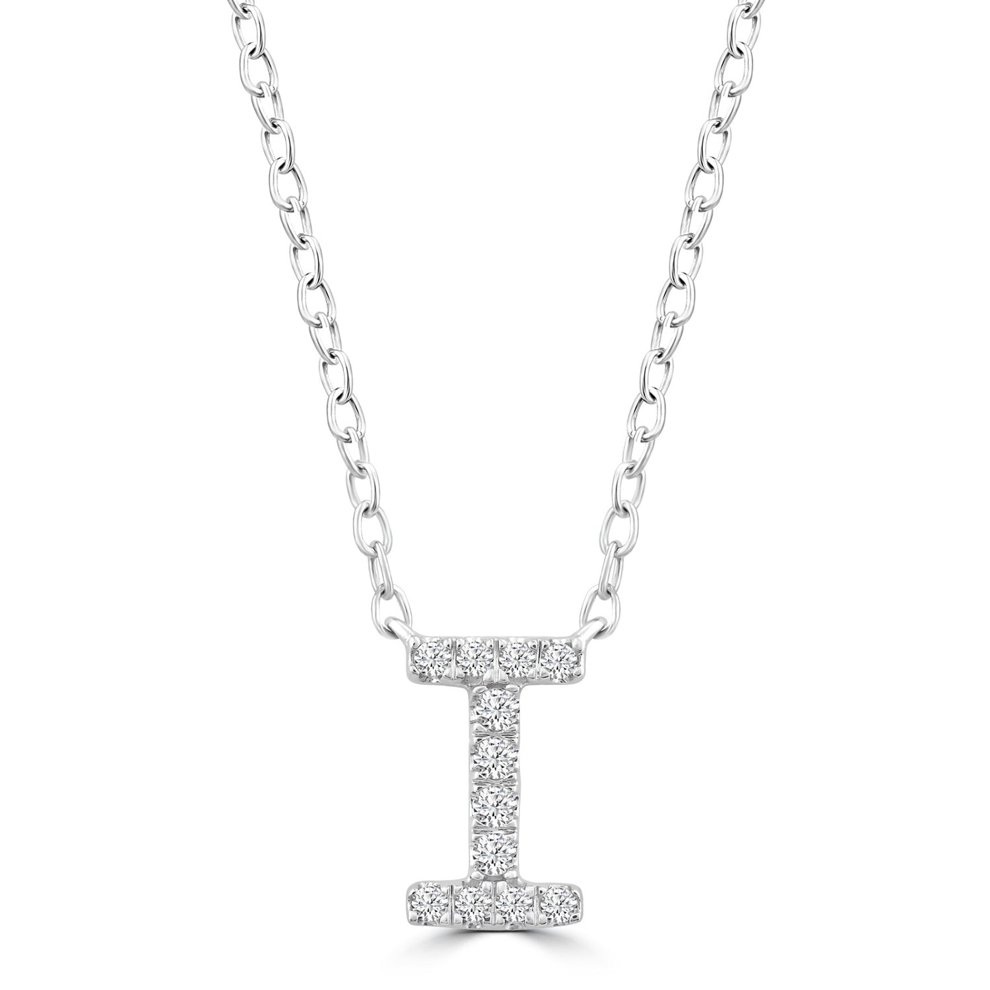 White Gold Petite Diamond Initial Necklace