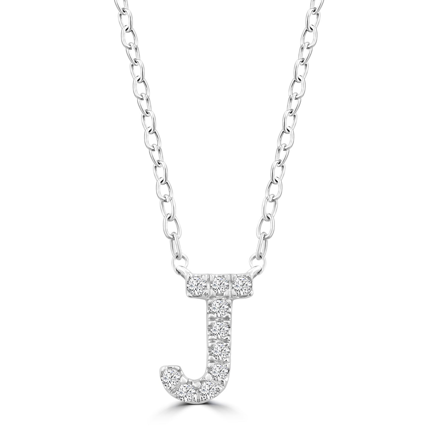 White Gold Petite Diamond Initial Necklace