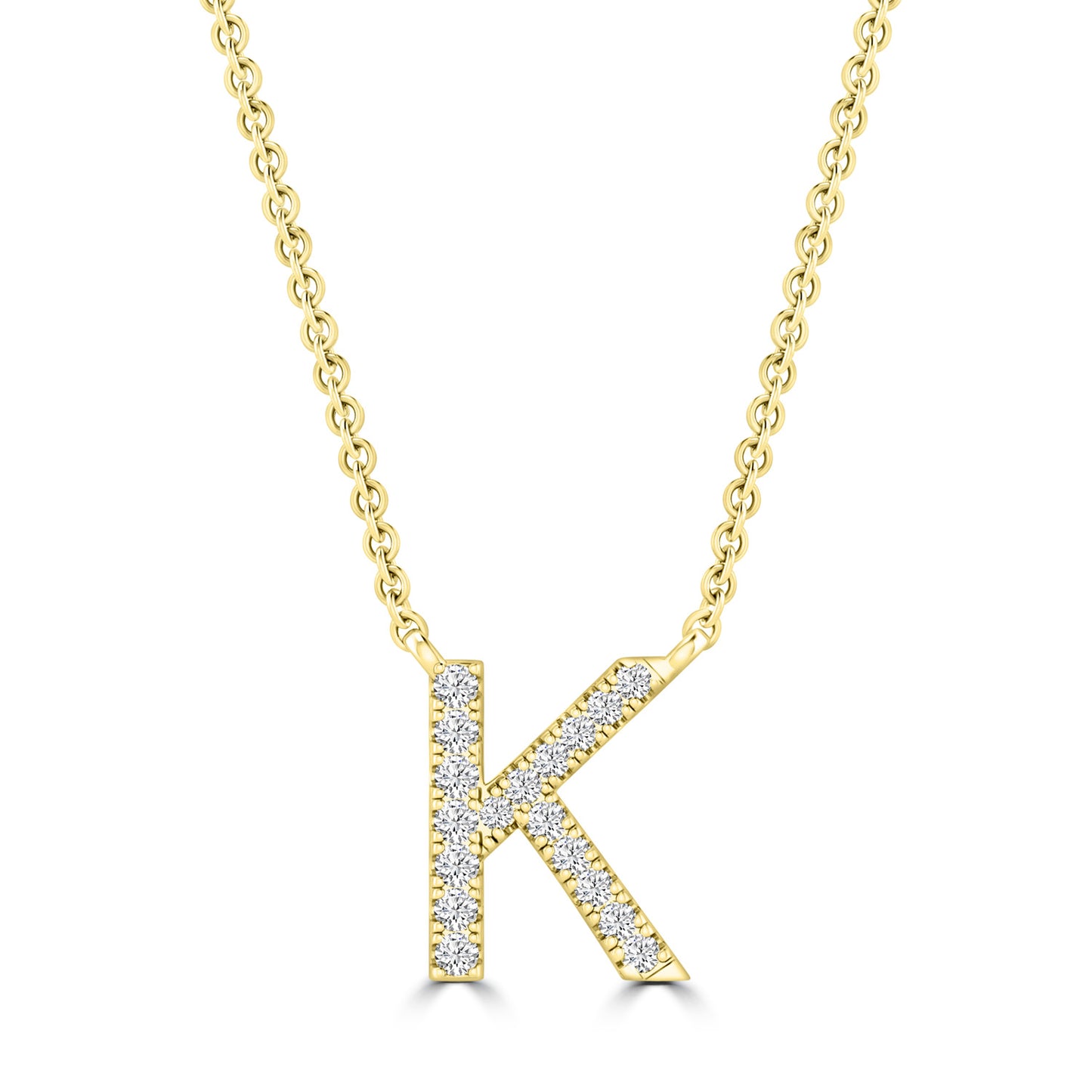 Yellow Gold Petite Diamond Initial Necklace