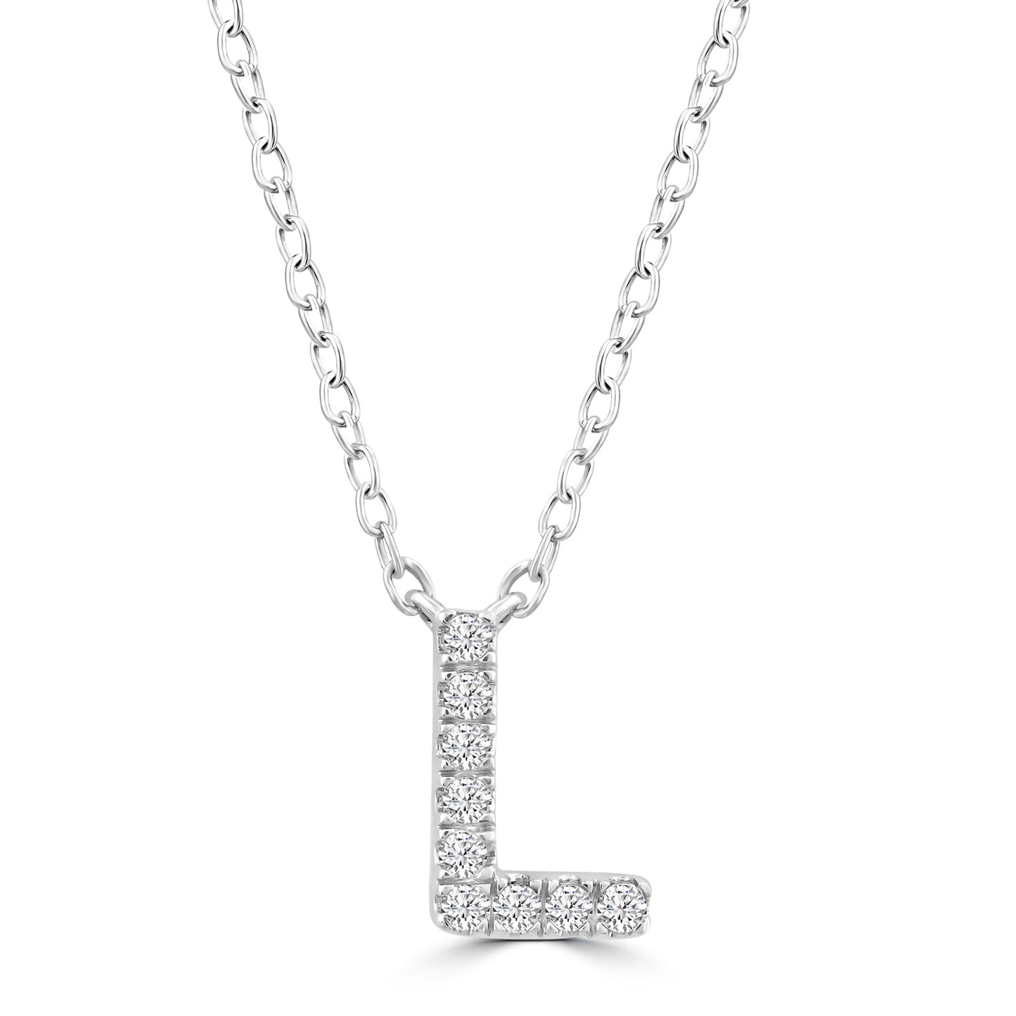 White Gold Petite Diamond Initial Necklace