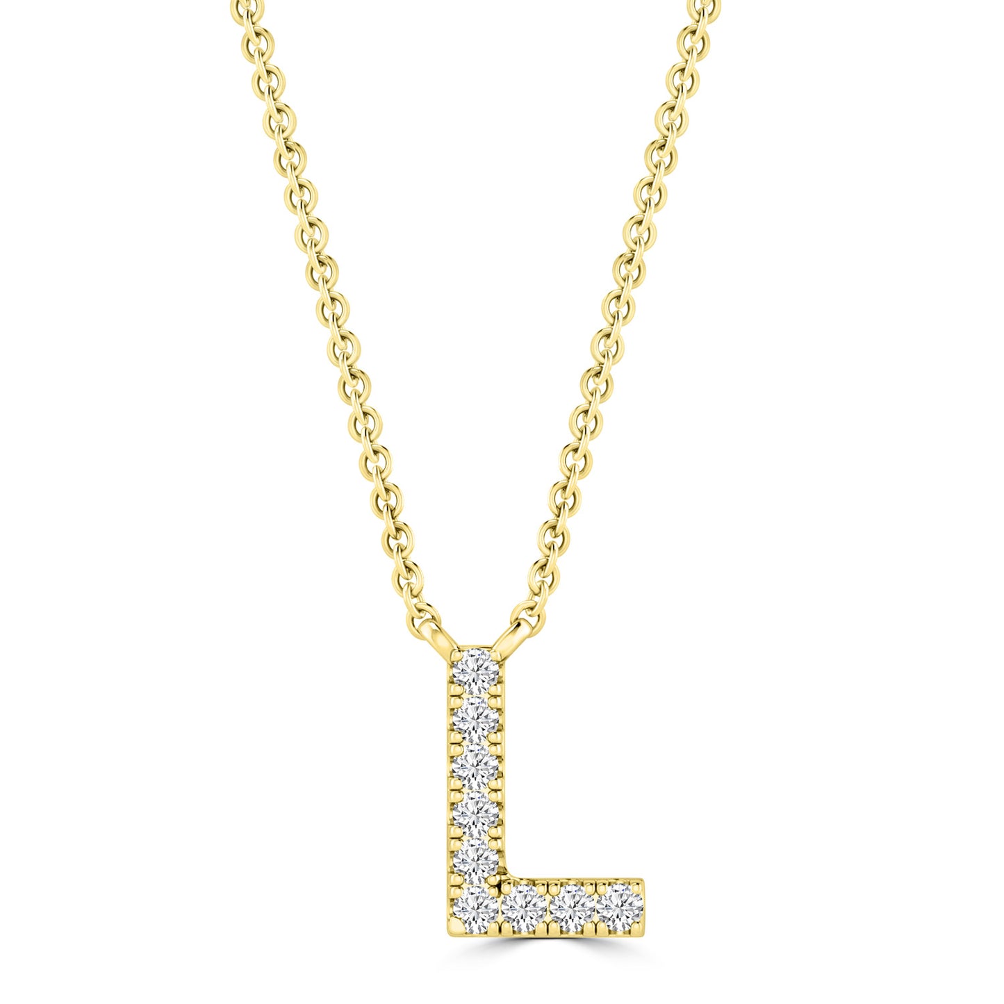 Yellow Gold Petite Diamond Initial Necklace