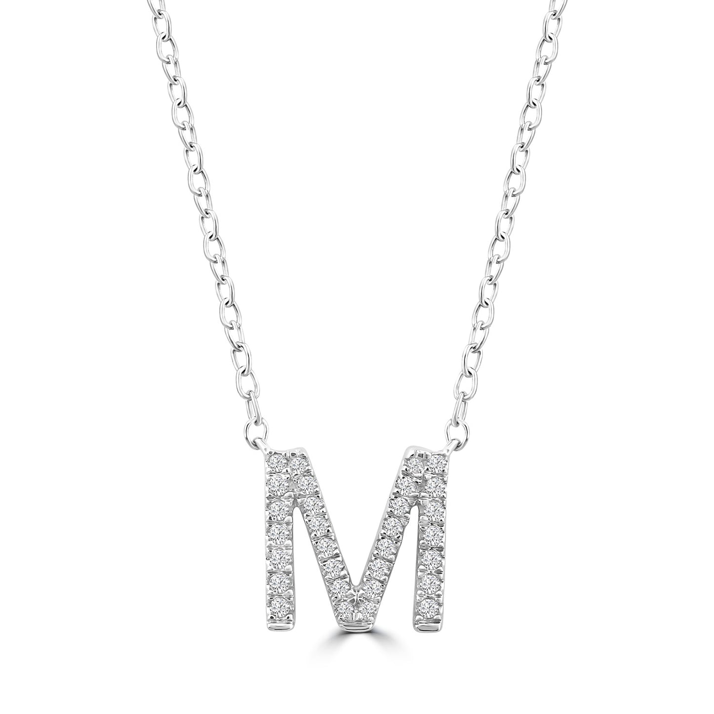 White Gold Petite Diamond Initial Necklace