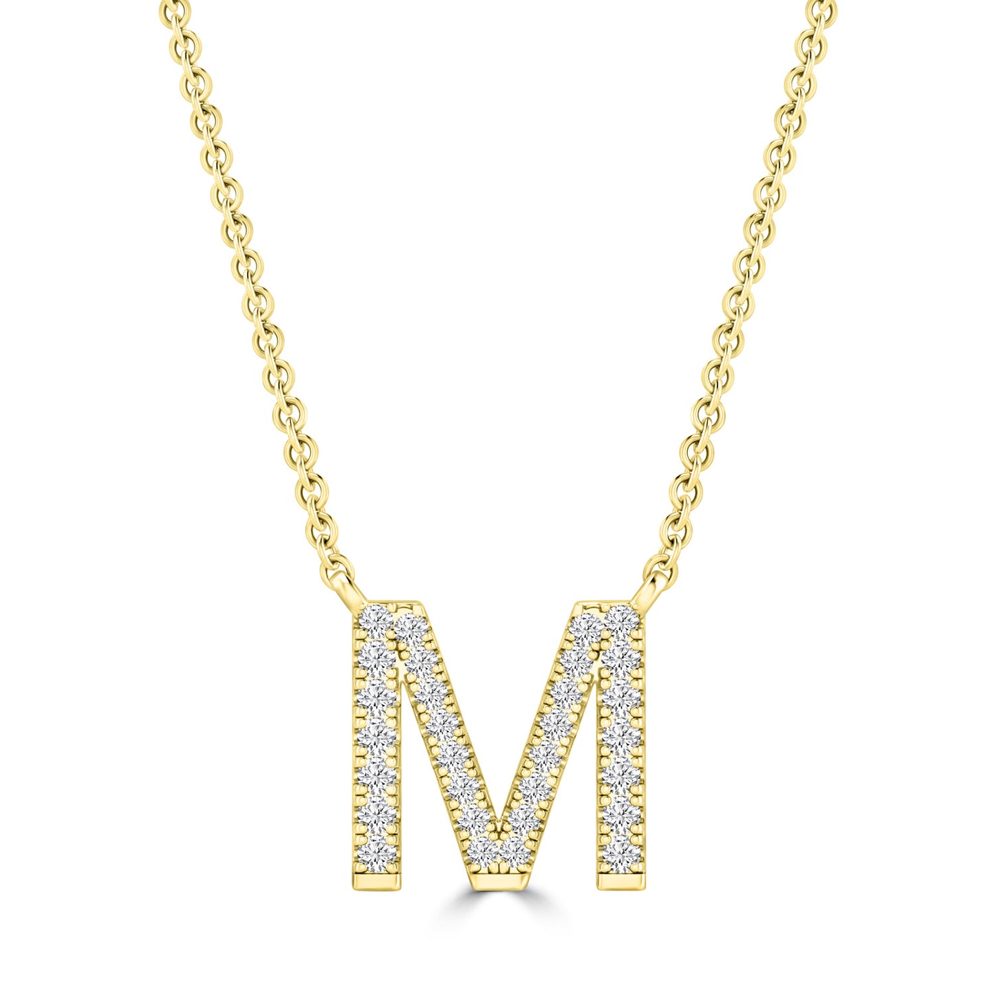 Yellow Gold Petite Diamond Initial Necklace