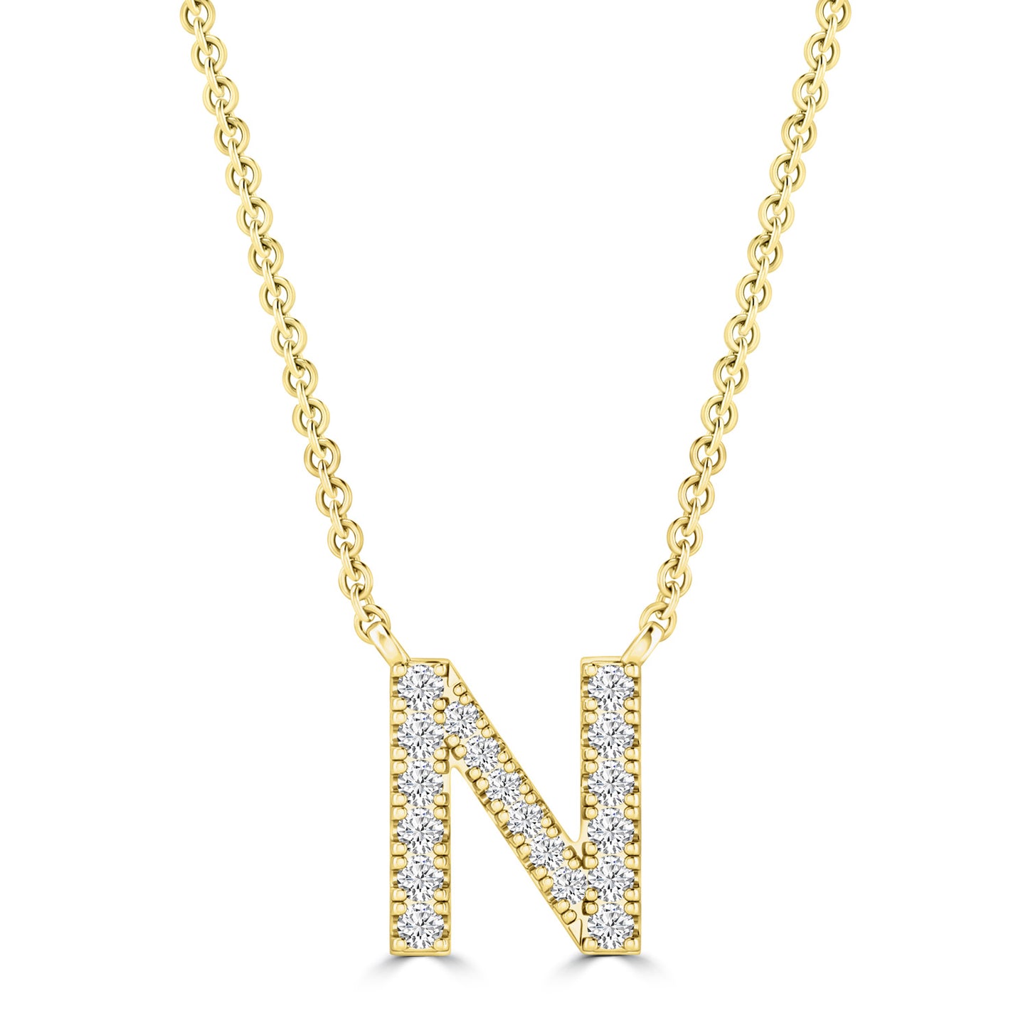 Yellow Gold Petite Diamond Initial Necklace