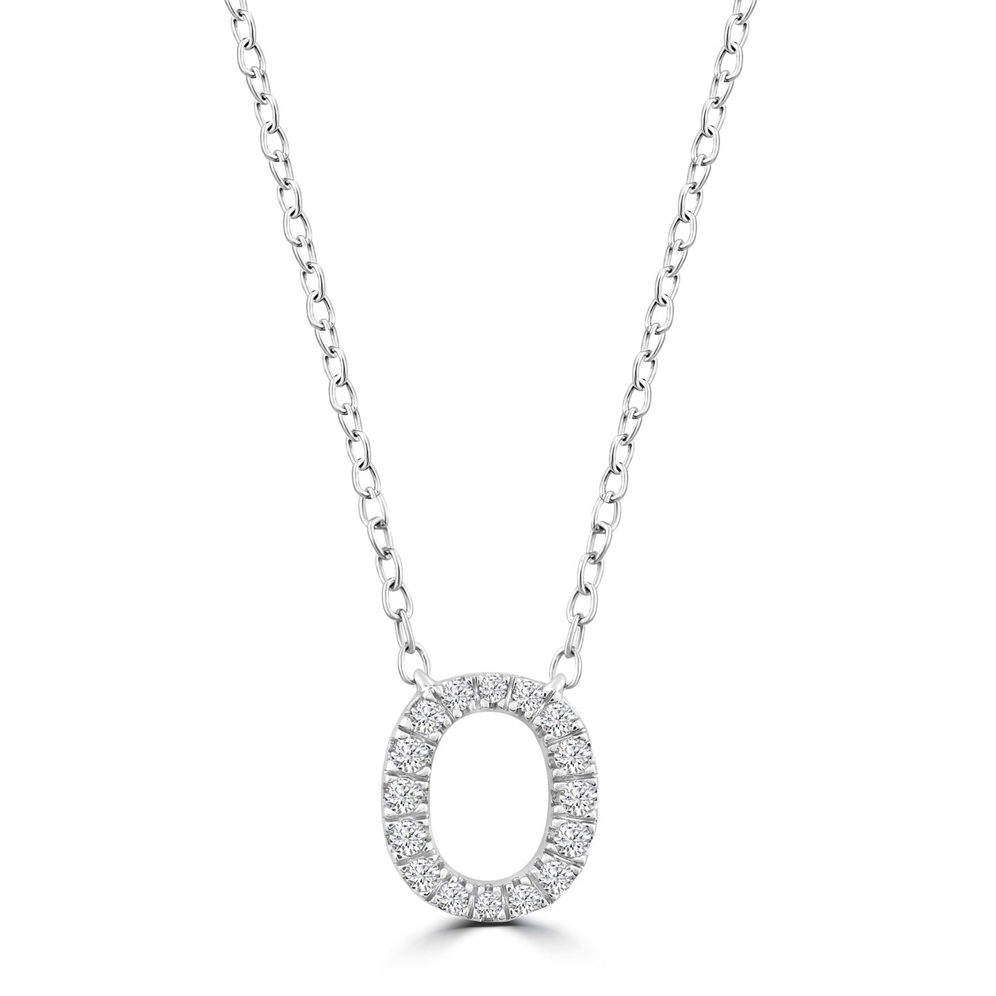 White Gold Petite Diamond Initial Necklace