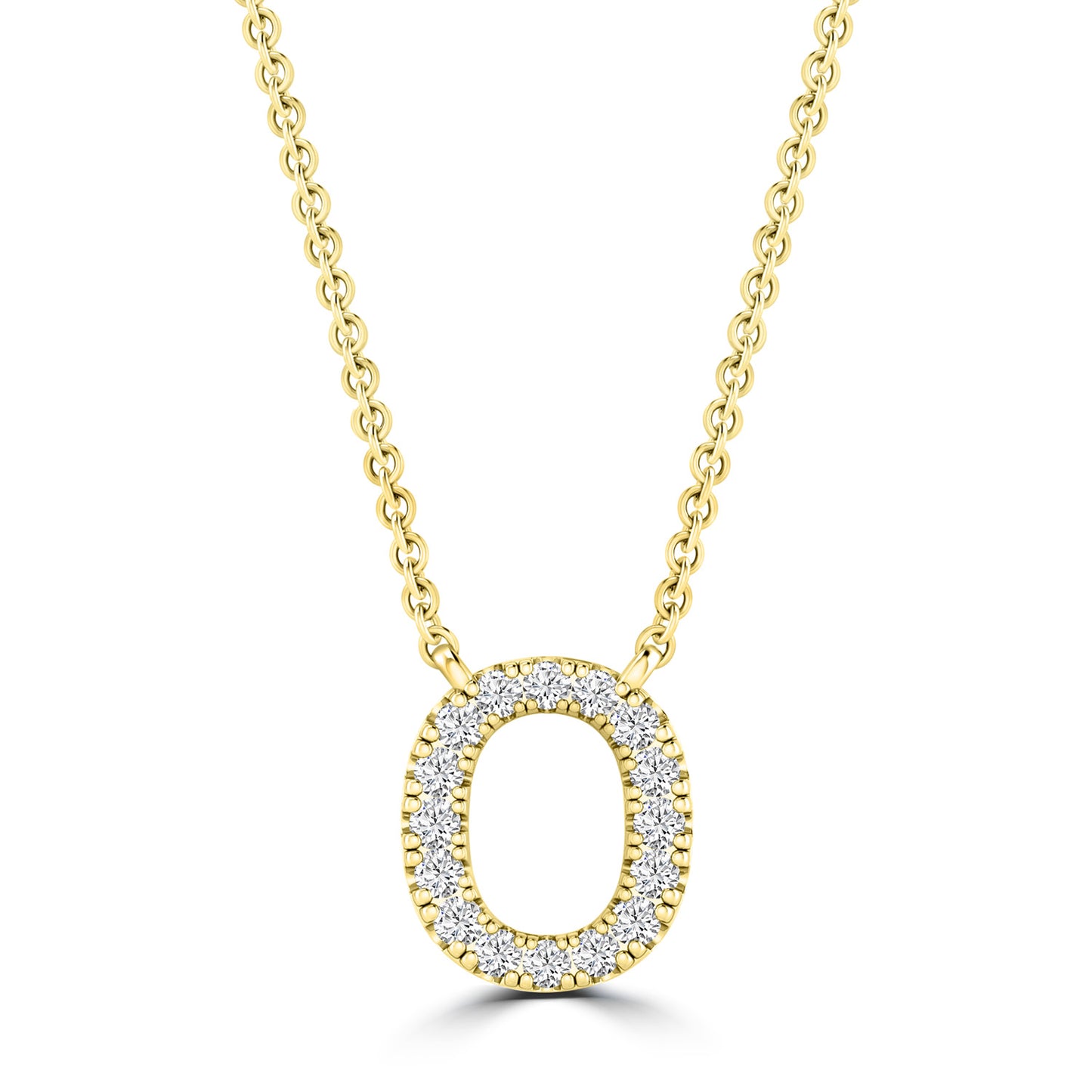 Yellow Gold Petite Diamond Initial Necklace