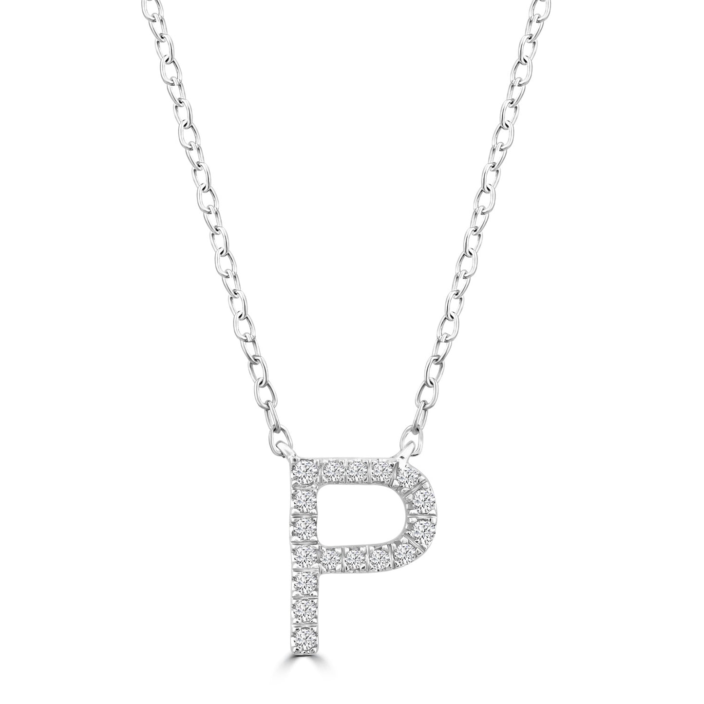 White Gold Petite Diamond Initial Necklace