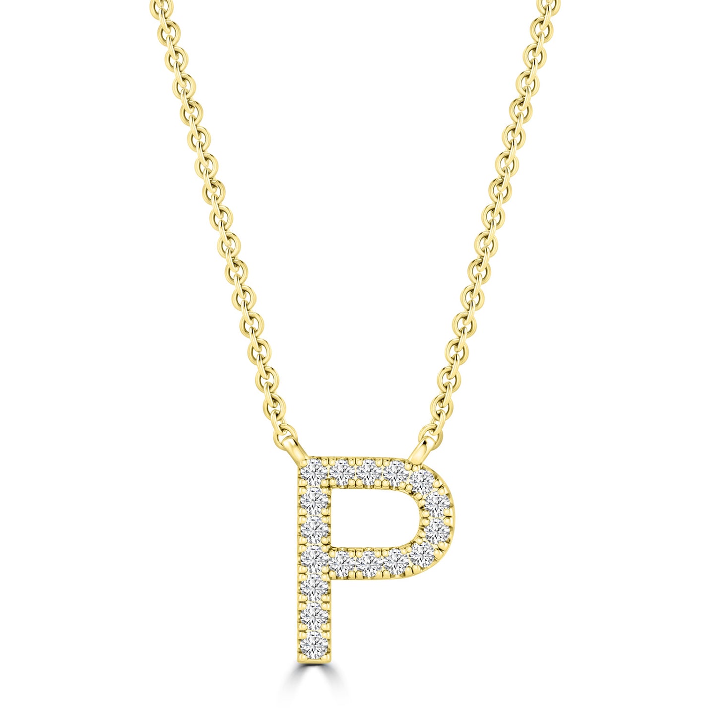 Yellow Gold Petite Diamond Initial Necklace