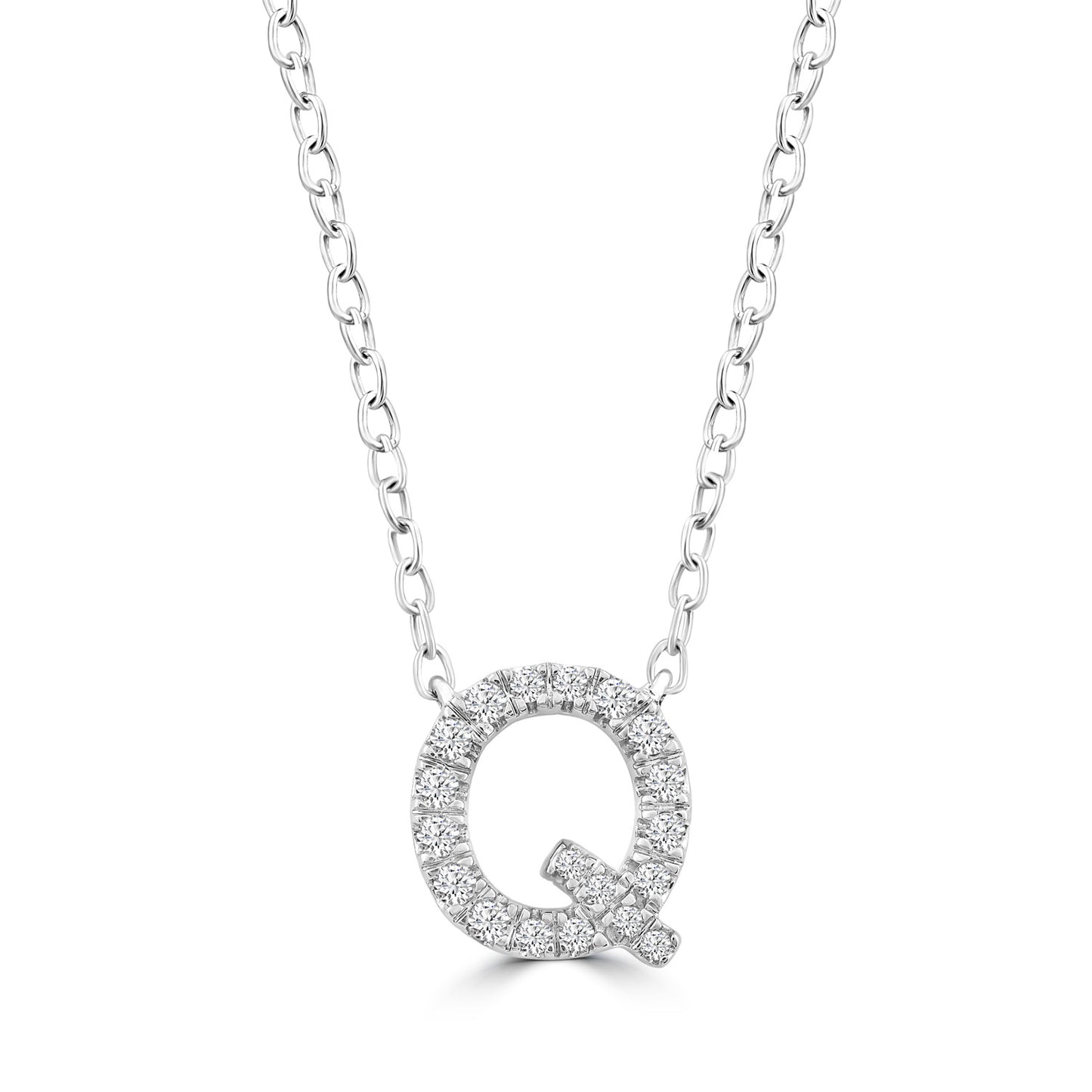 White Gold Petite Diamond Initial Necklace