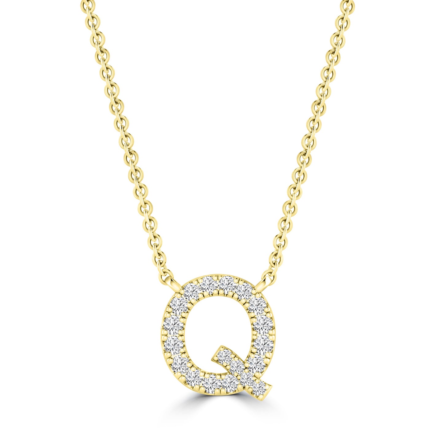 Yellow Gold Petite Diamond Initial Necklace