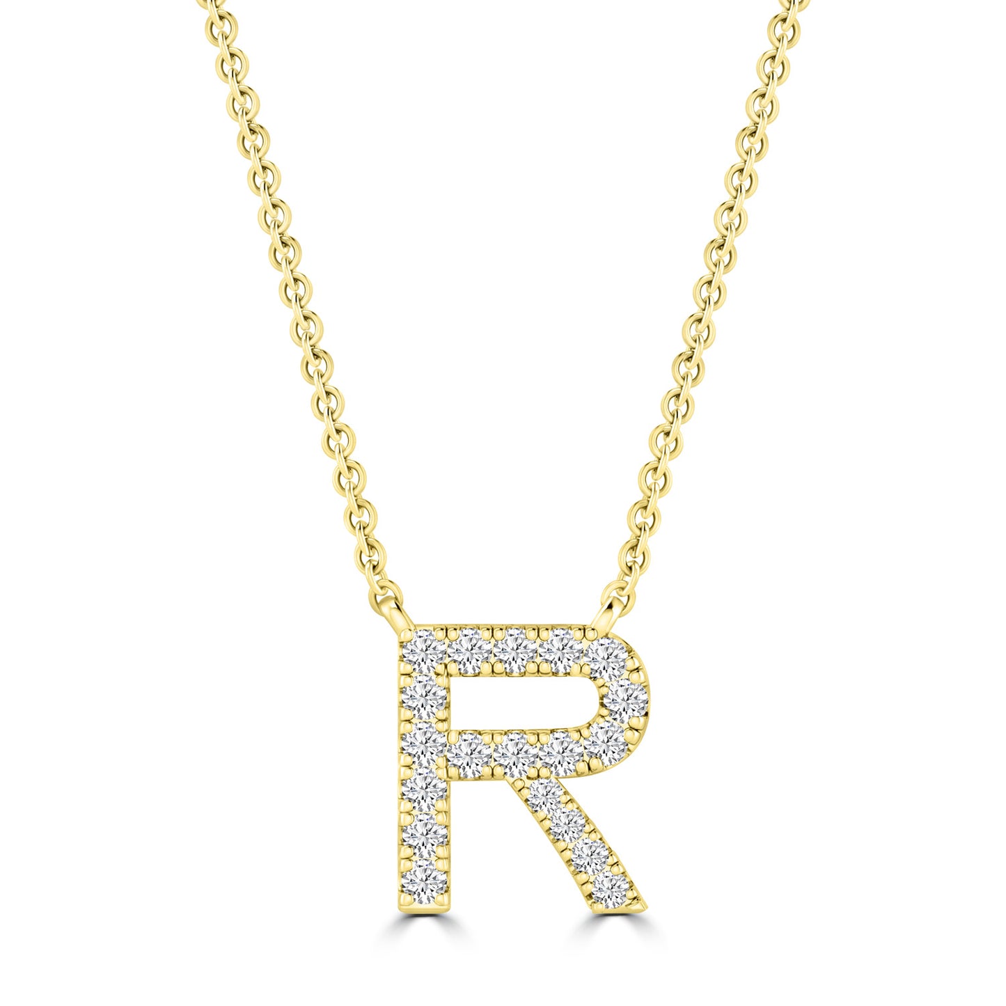 Yellow Gold Petite Diamond Initial Necklace