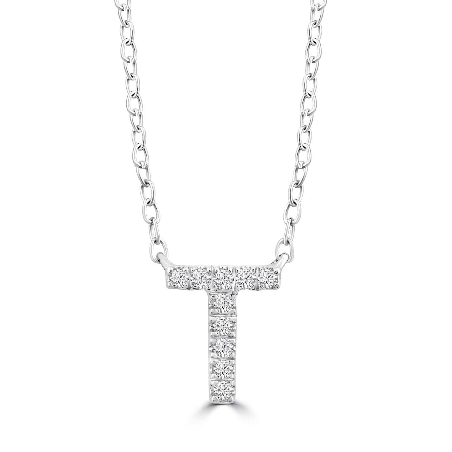 White Gold Petite Diamond Initial Necklace