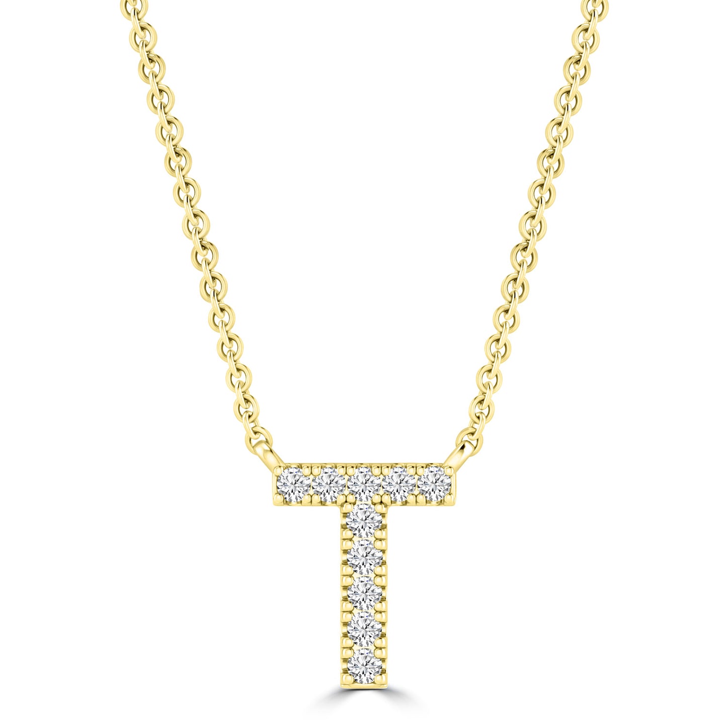 Yellow Gold Petite Diamond Initial Necklace