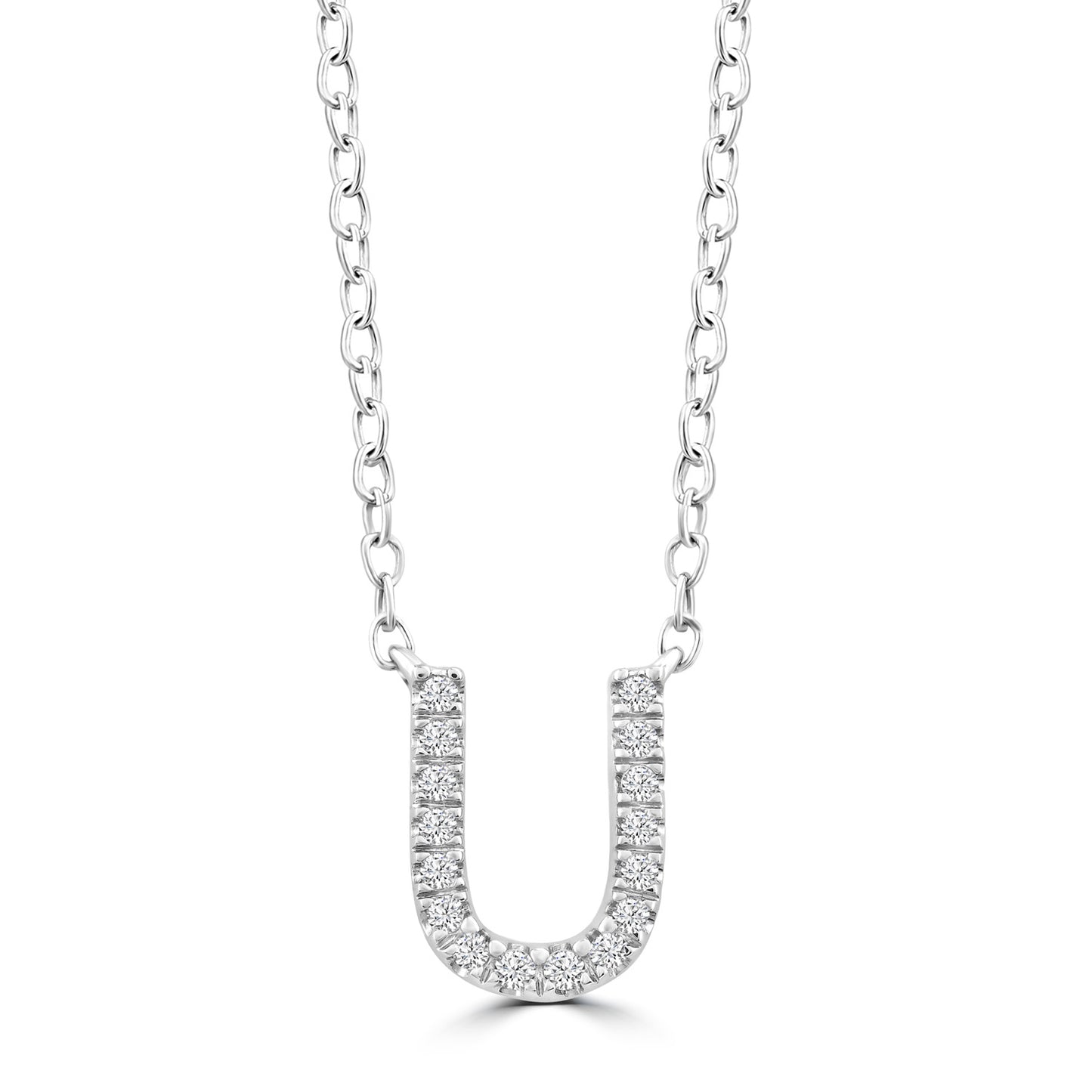 White Gold Petite Diamond Initial Necklace