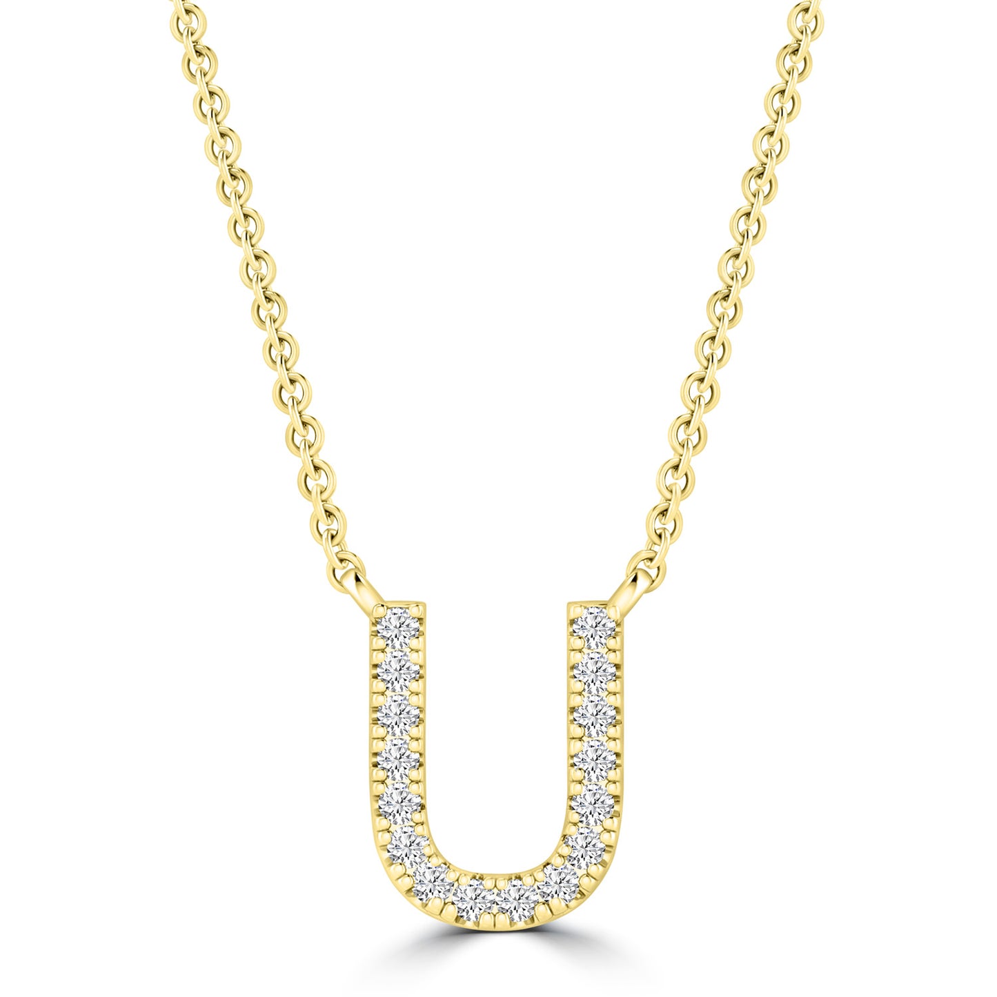 Yellow Gold Petite Diamond Initial Necklace