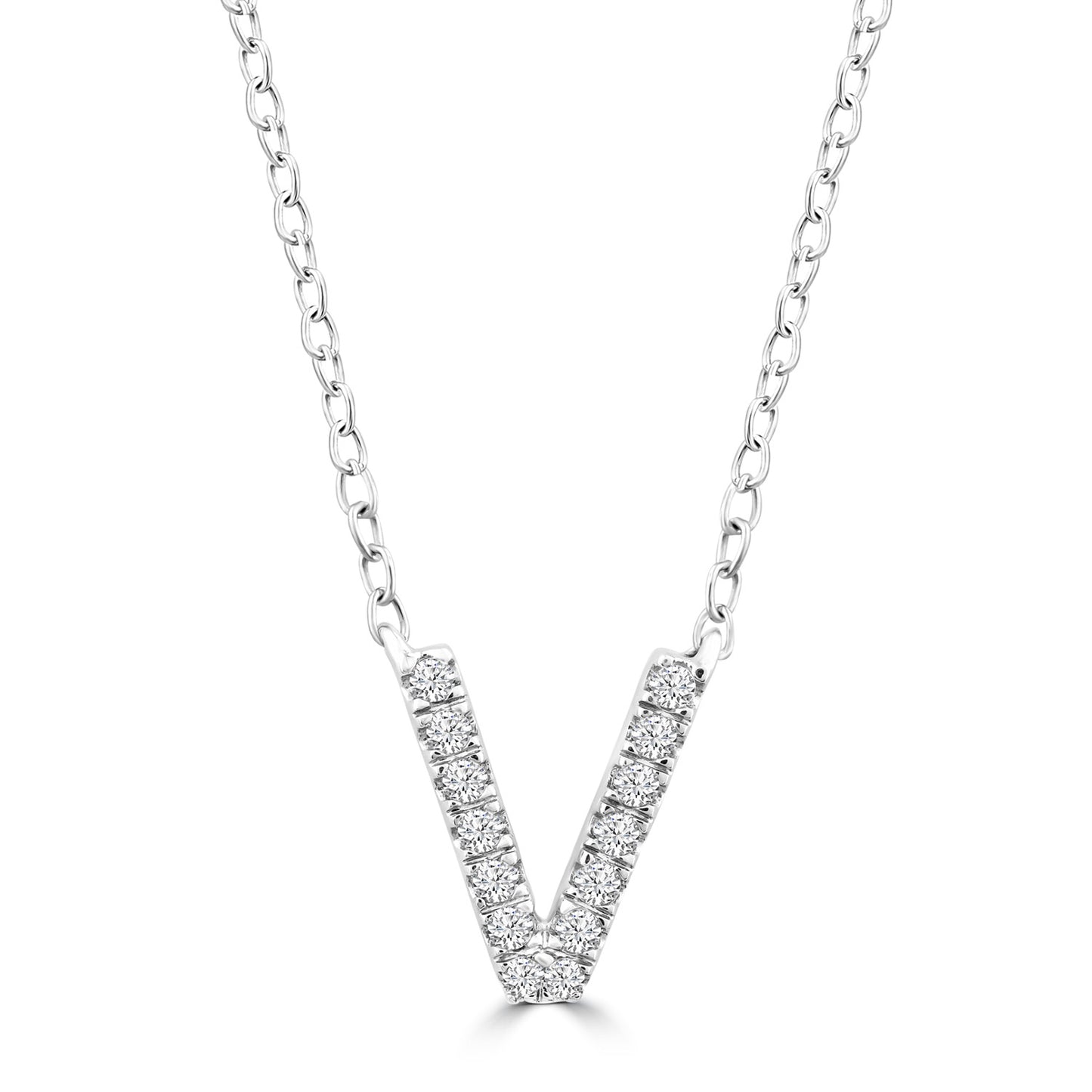 White Gold Petite Diamond Initial Necklace