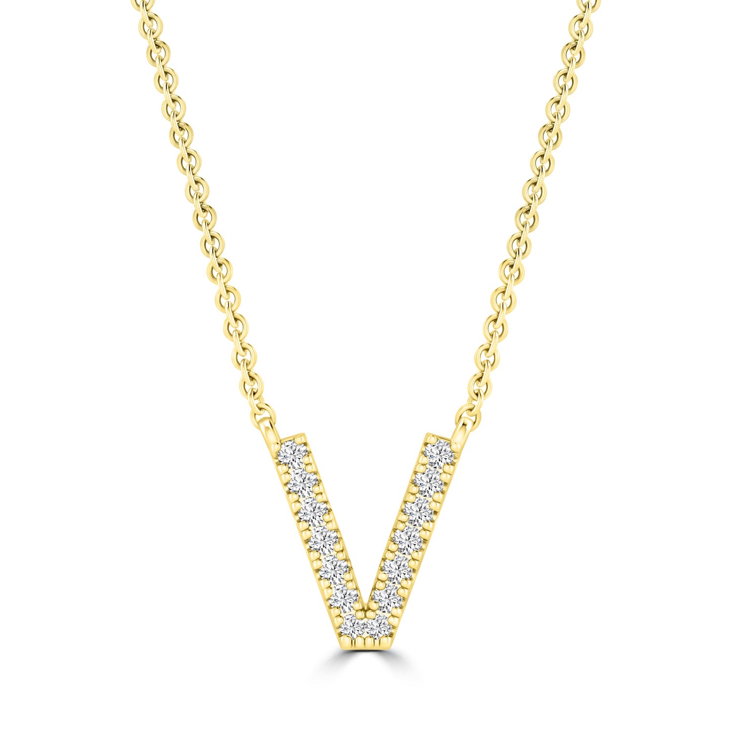 Yellow Gold Petite Diamond Initial Necklace