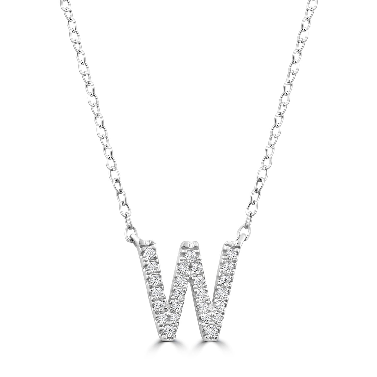 White Gold Petite Diamond Initial Necklace