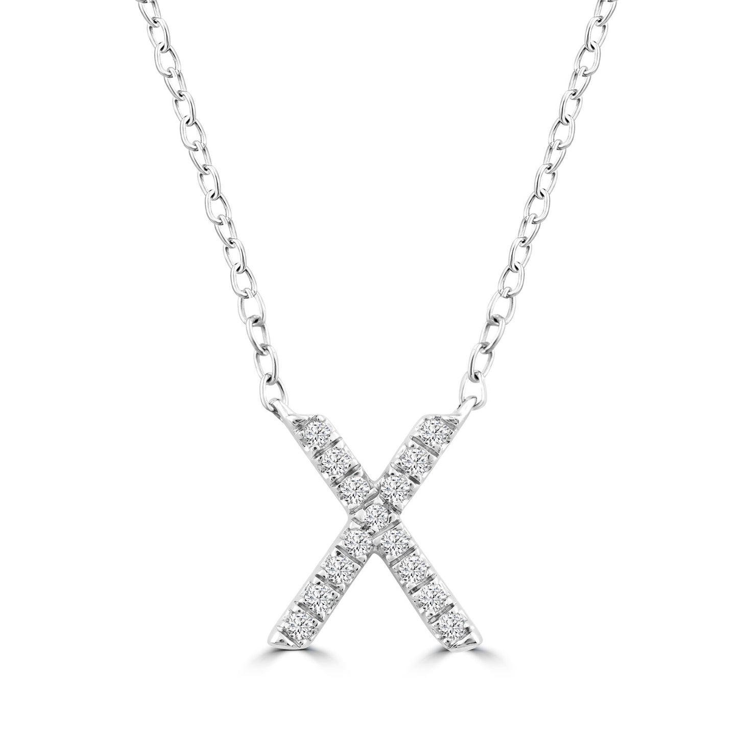 White Gold Petite Diamond Initial Necklace