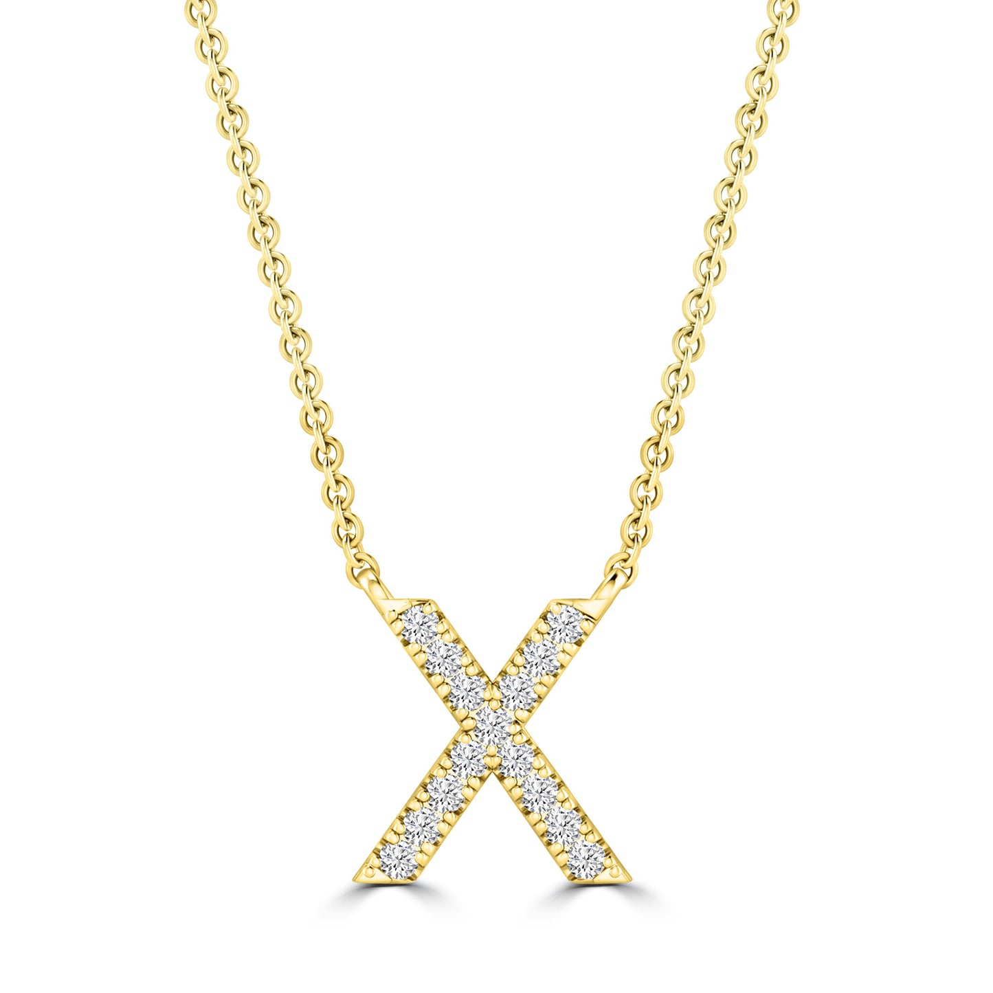 Yellow Gold Petite Diamond Initial Necklace