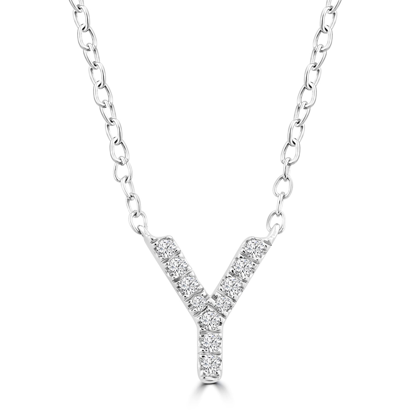 White Gold Petite Diamond Initial Necklace