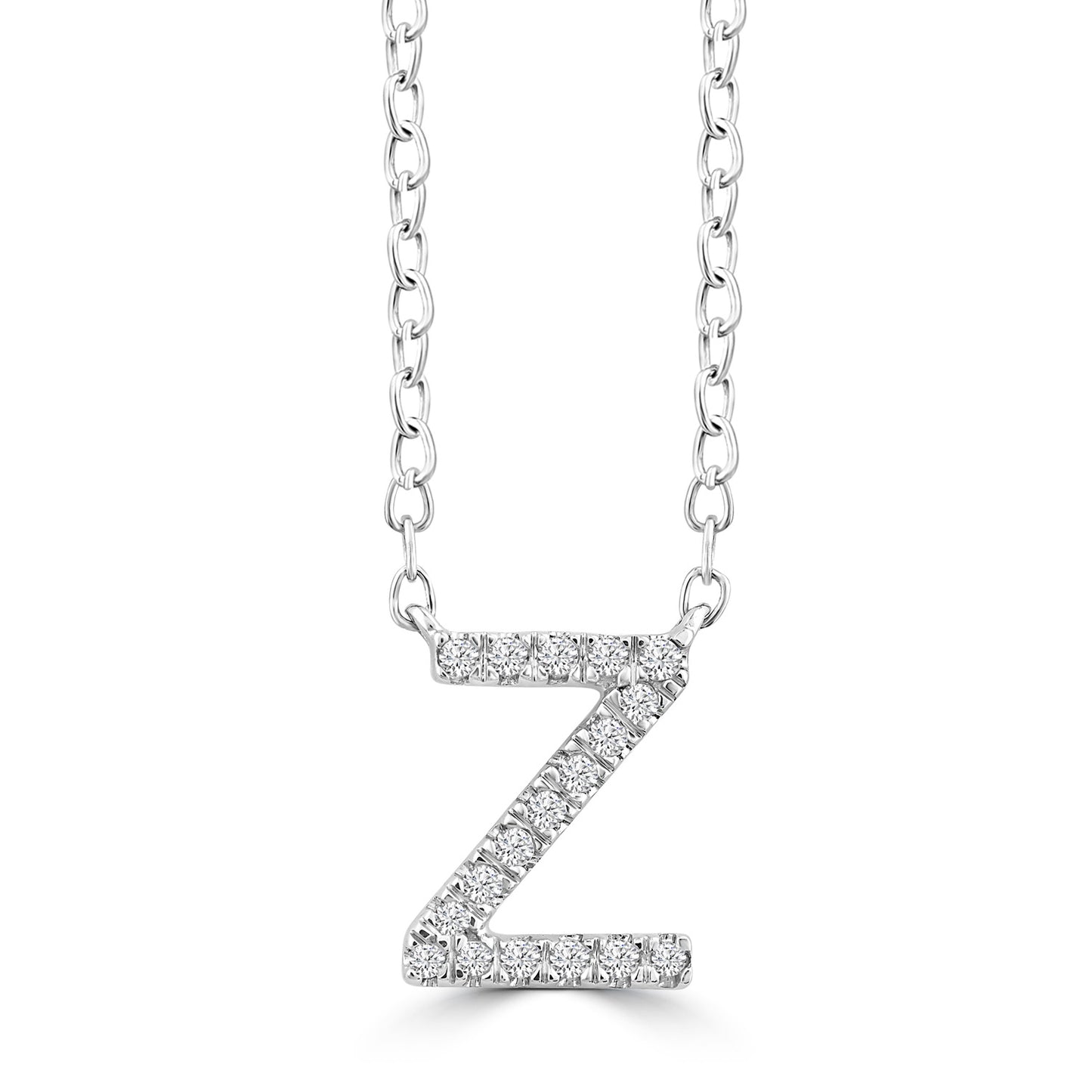 White Gold Petite Diamond Initial Necklace