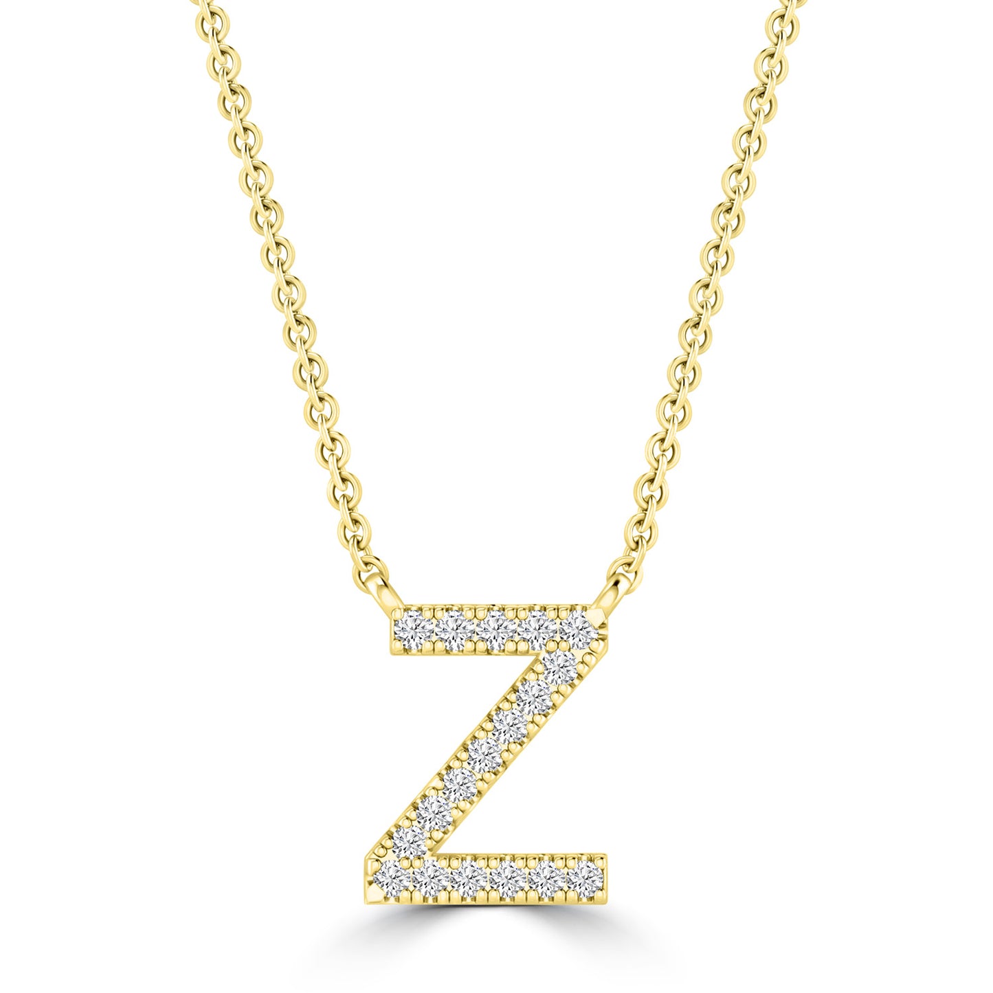 Yellow Gold Petite Diamond Initial Necklace