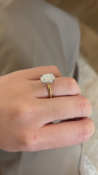 3.00ct Oval Solitaire Engagement Ring w/ Hidden Halo